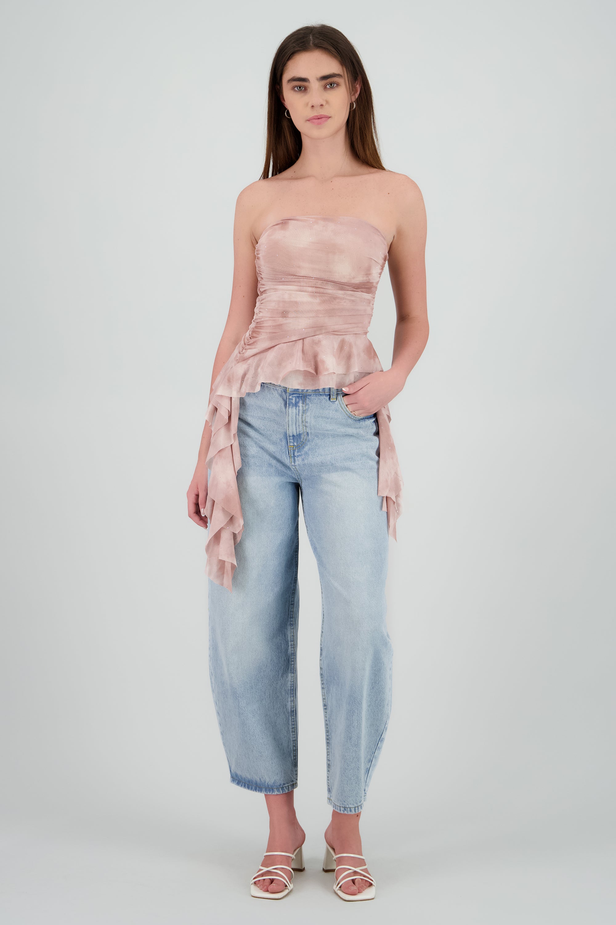 Top degradado de mesh con brillos ROSA COMBO