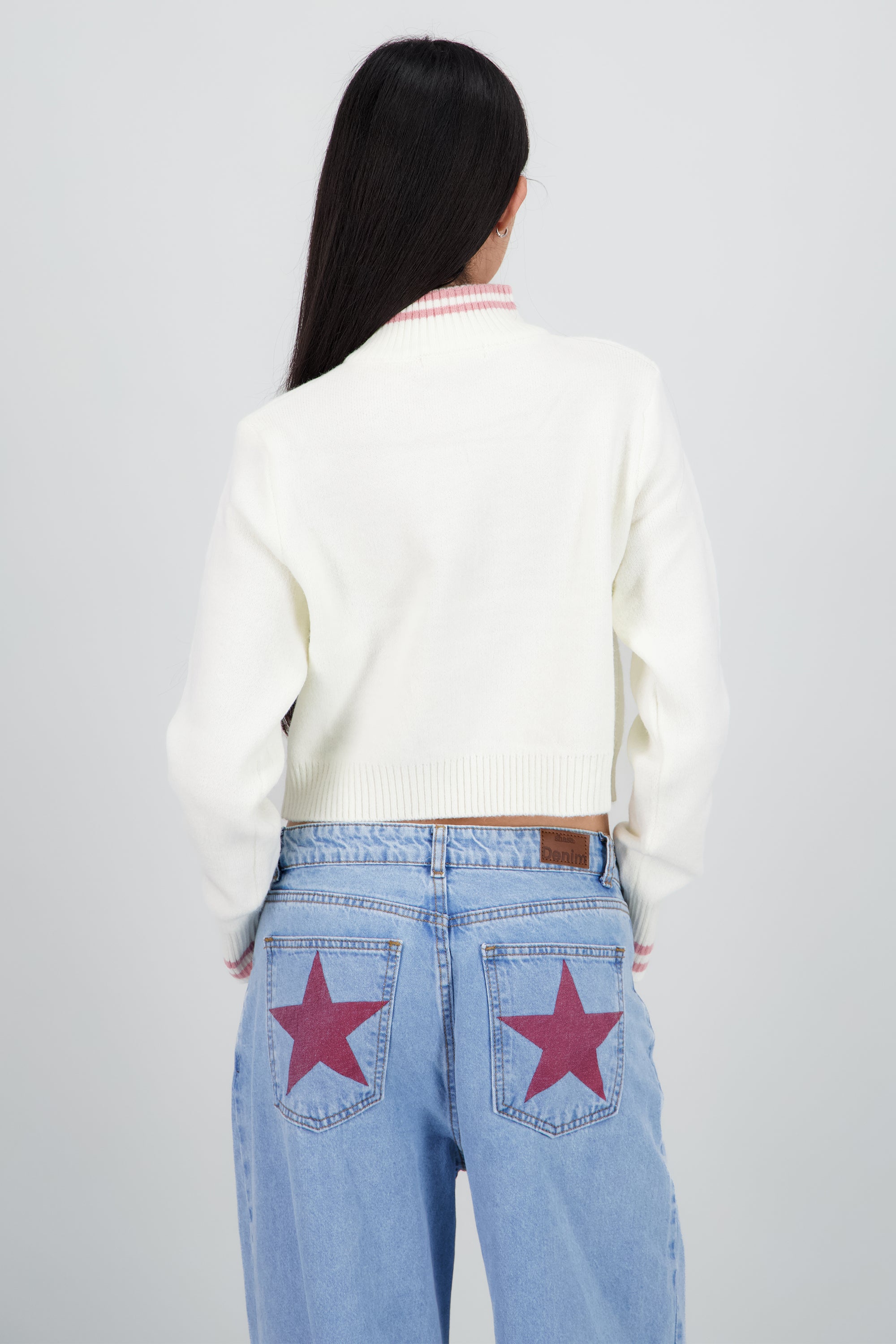 Sueter cierre con contraste BLANCO COMBO