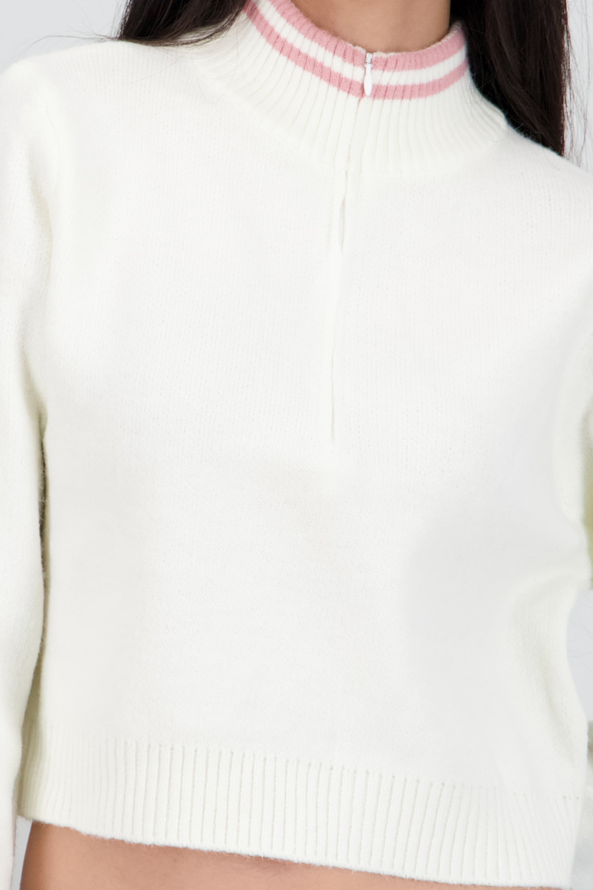 Sueter cierre con contraste BLANCO COMBO