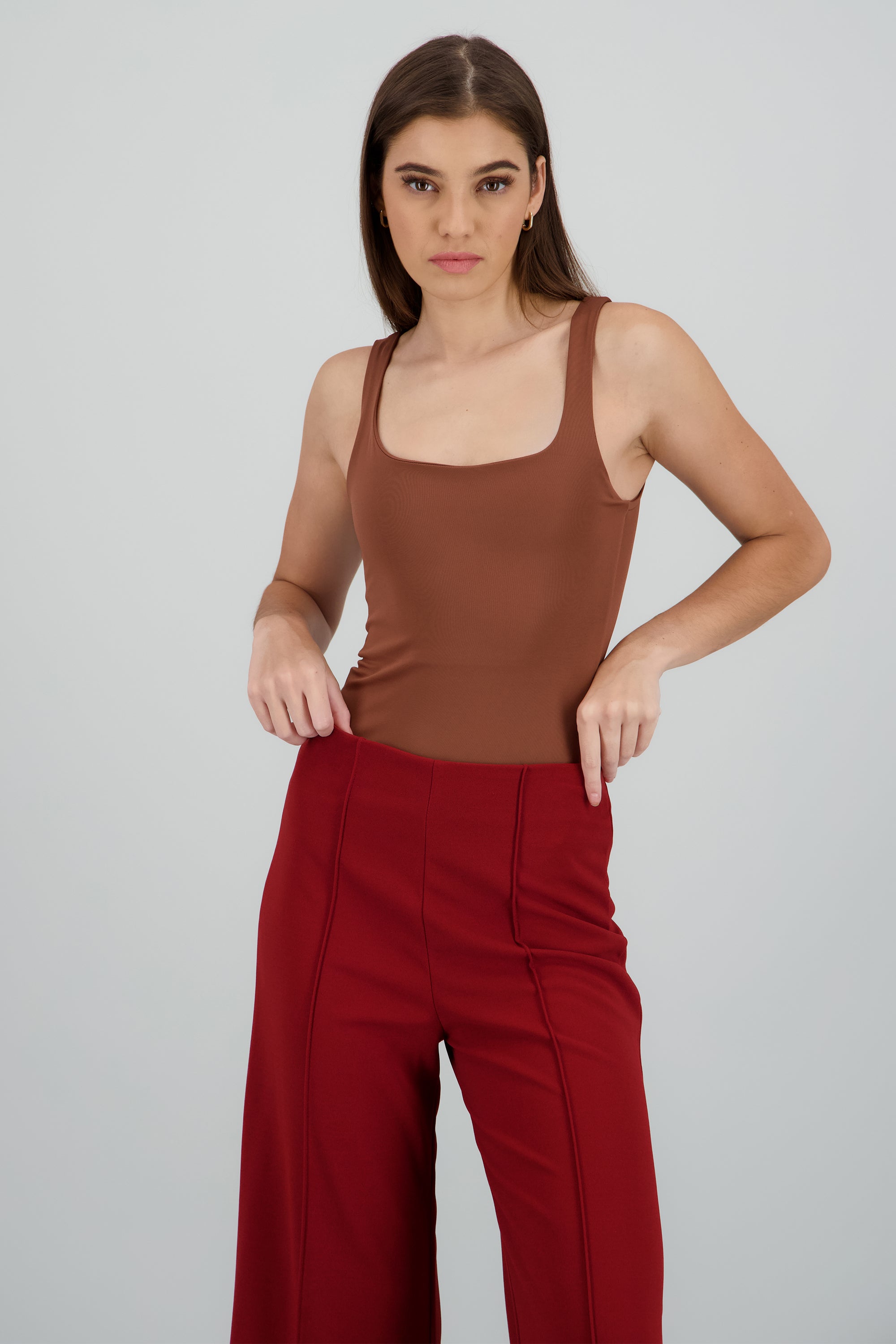 Bodysuit liso de tirantes CHOCOLATE