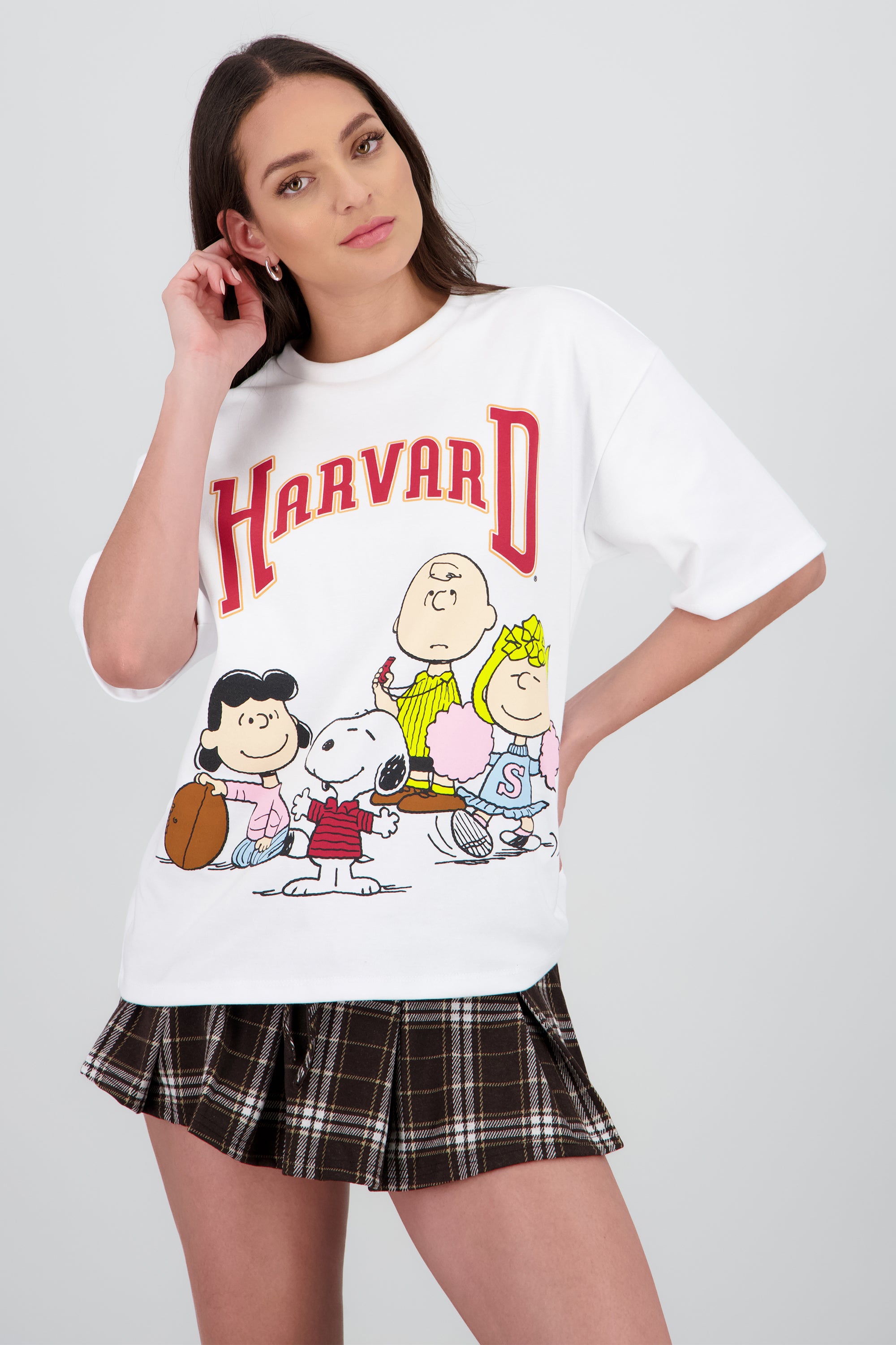 Playera Snoopy Harvard amigos BLANCO