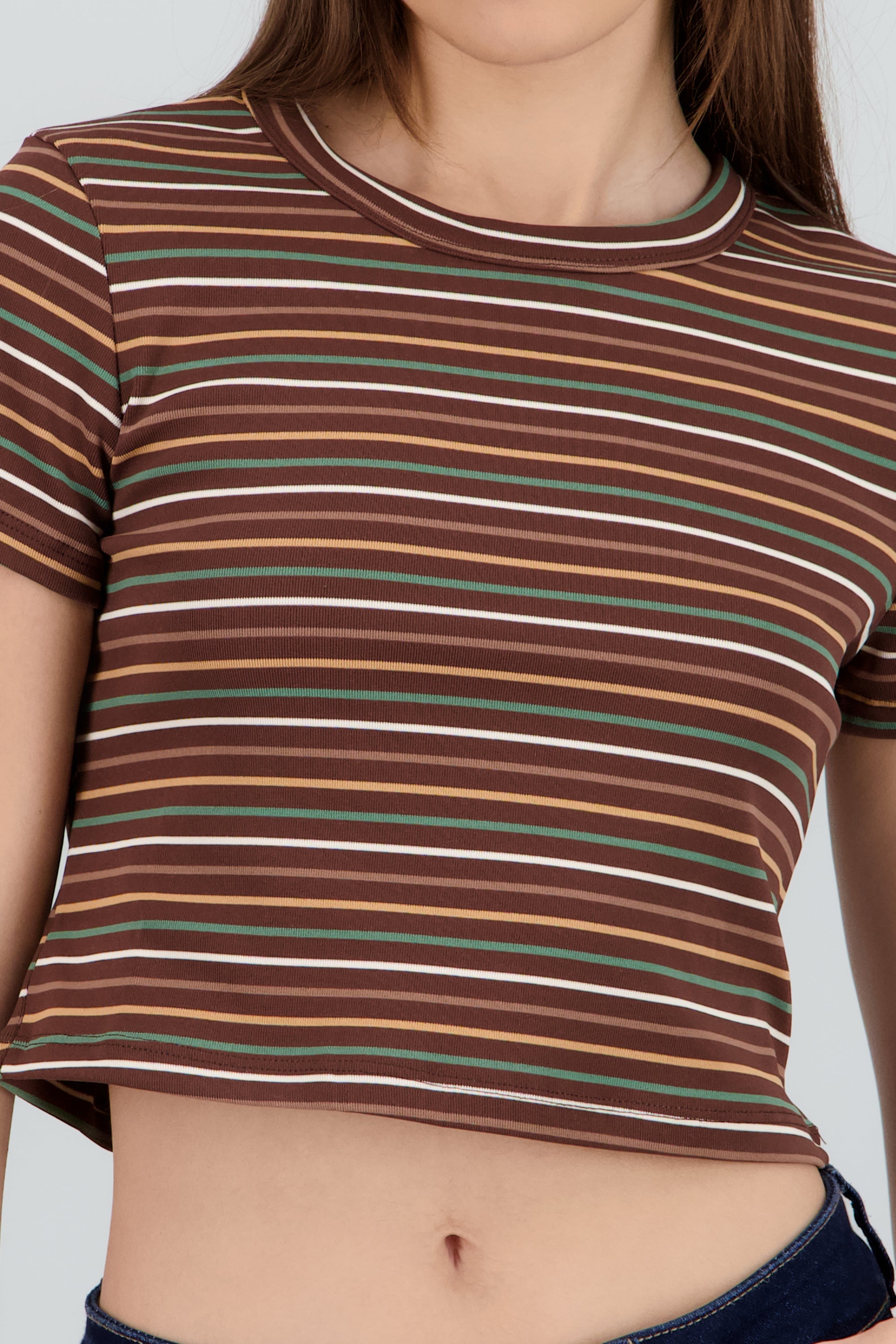 Playera manga corta rayas CAFE COMBO
