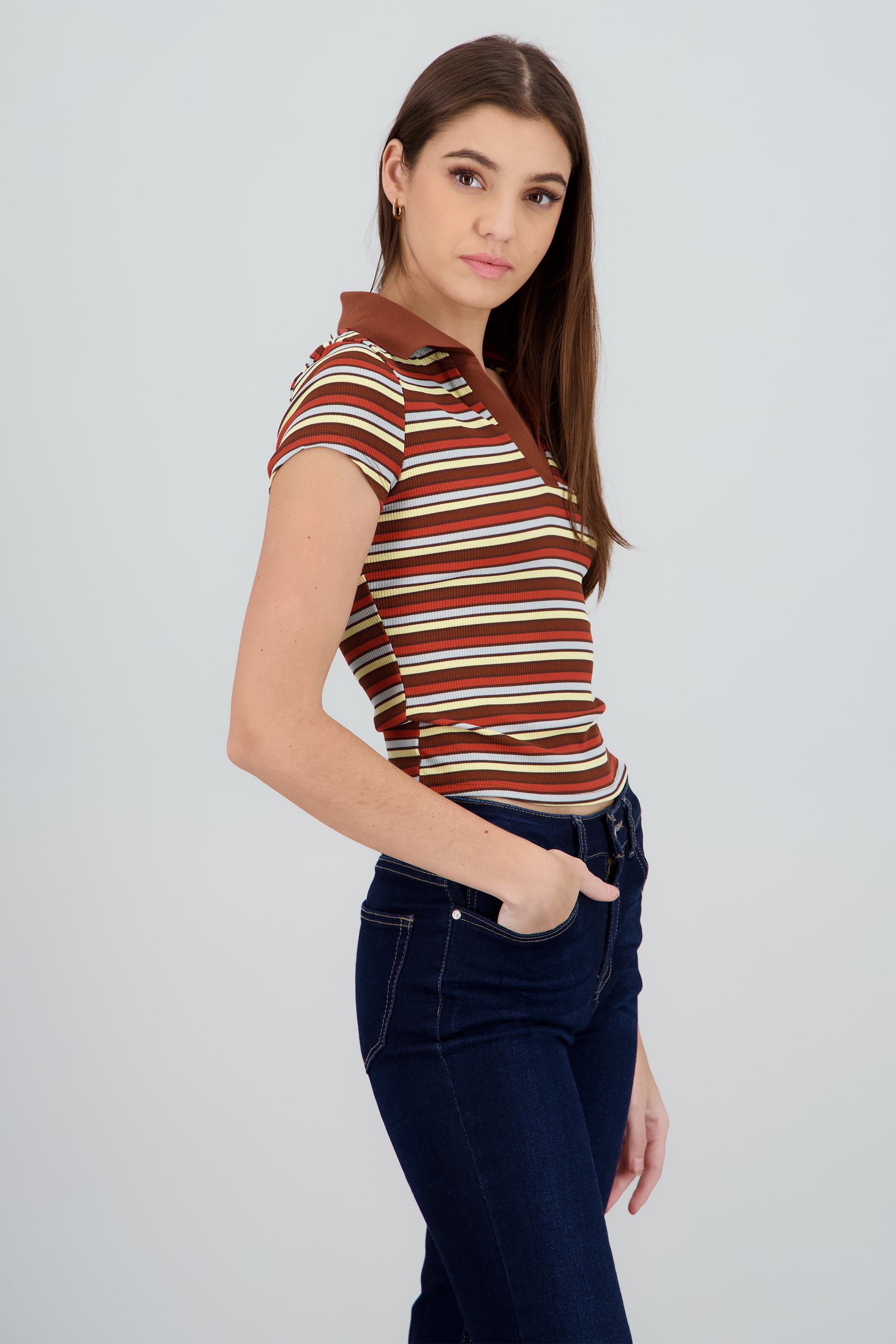 Top cuello polo manga corta rayas MULTICOLOR OTOÑAL