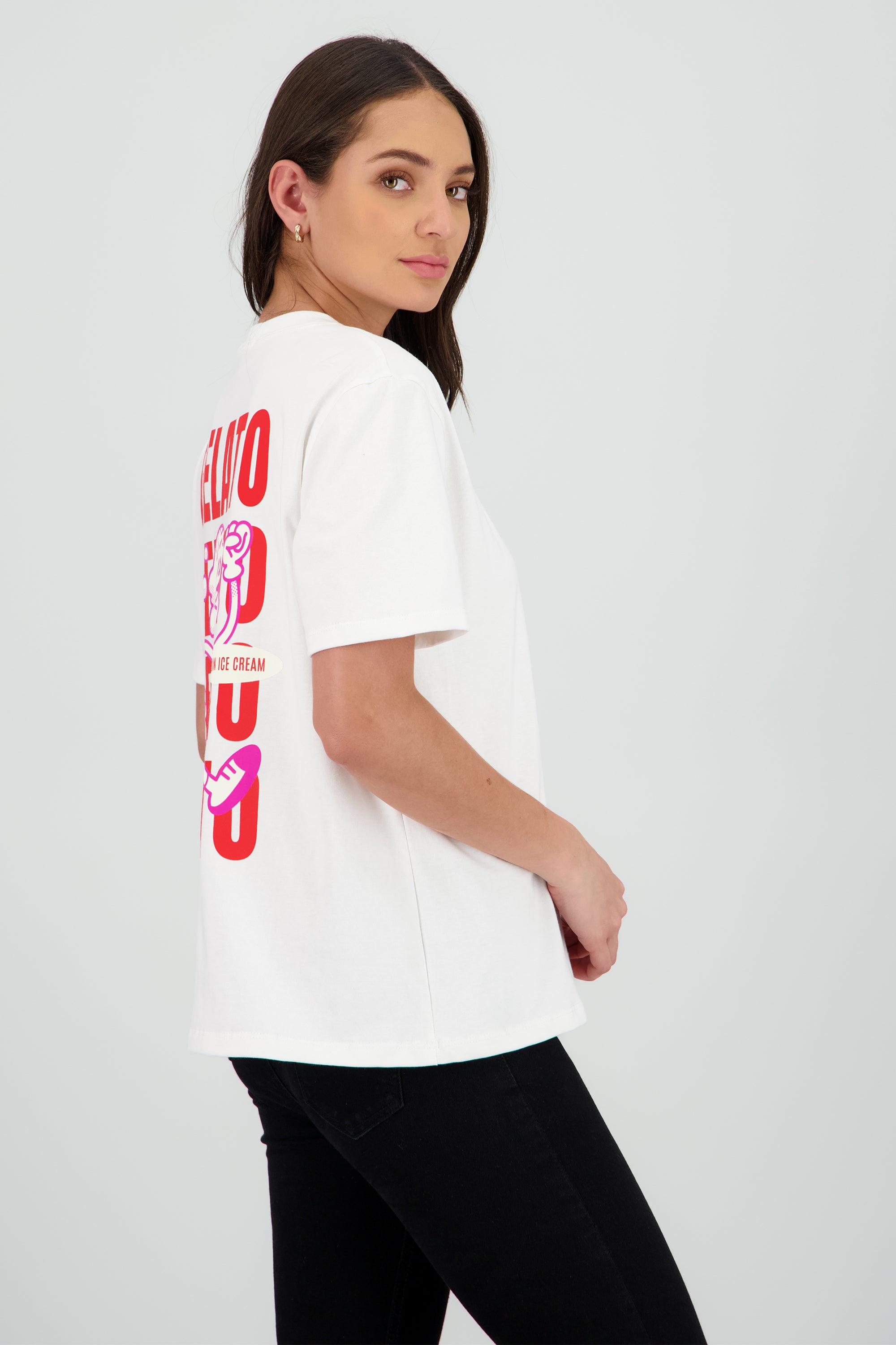 Playera manga corta estampado gelato BLANCO