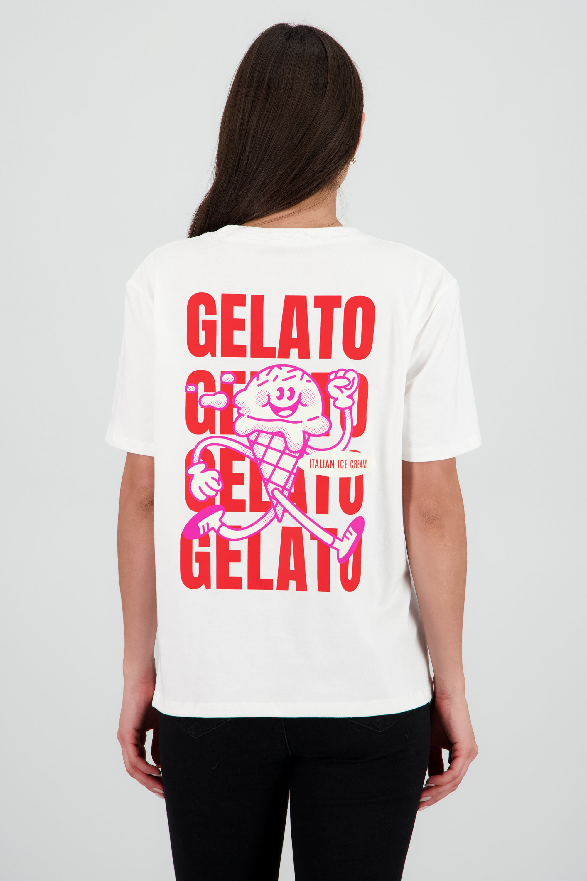 Playera manga corta estampado gelato BLANCO