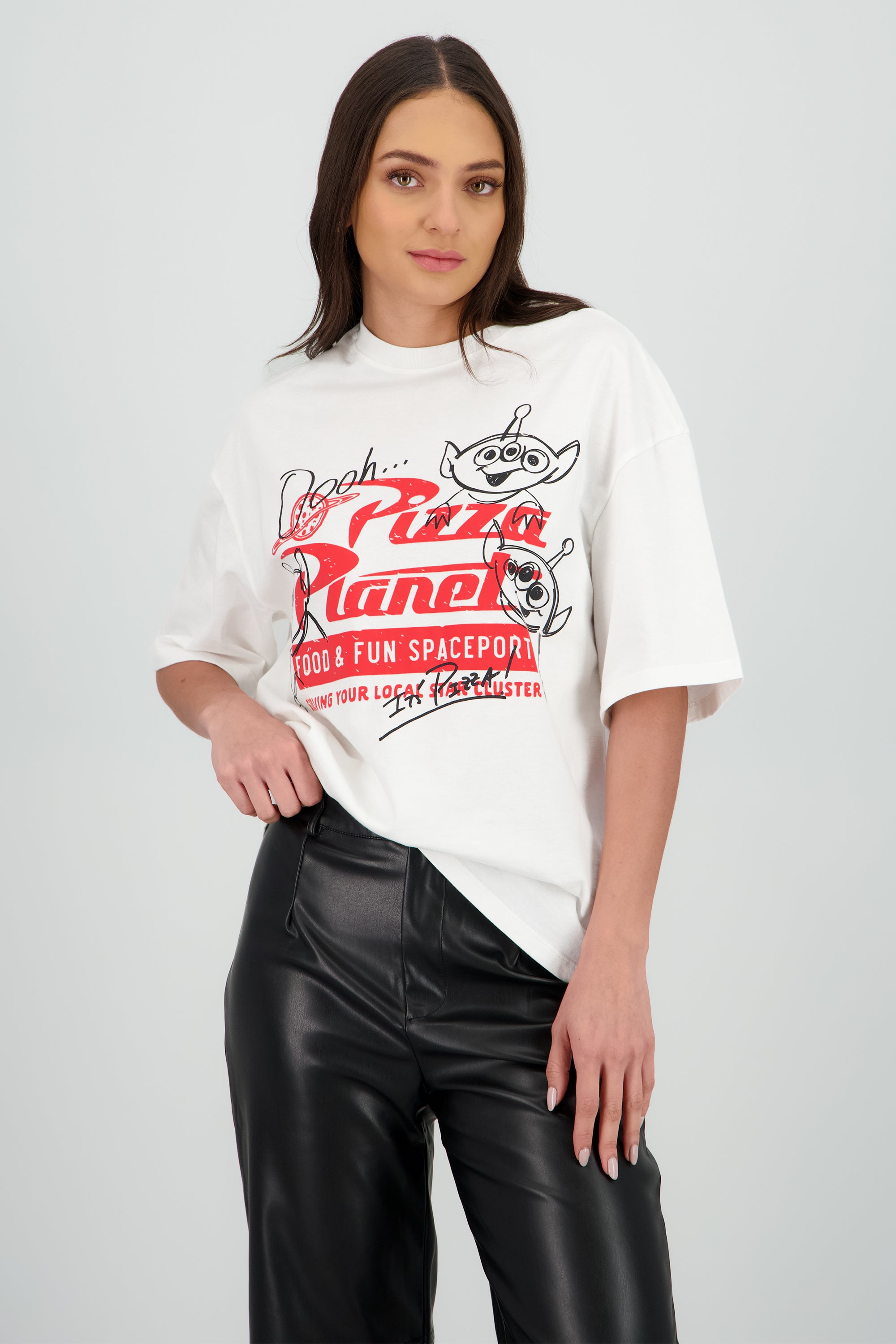 Playera dubijo pizza planeta BLANCO