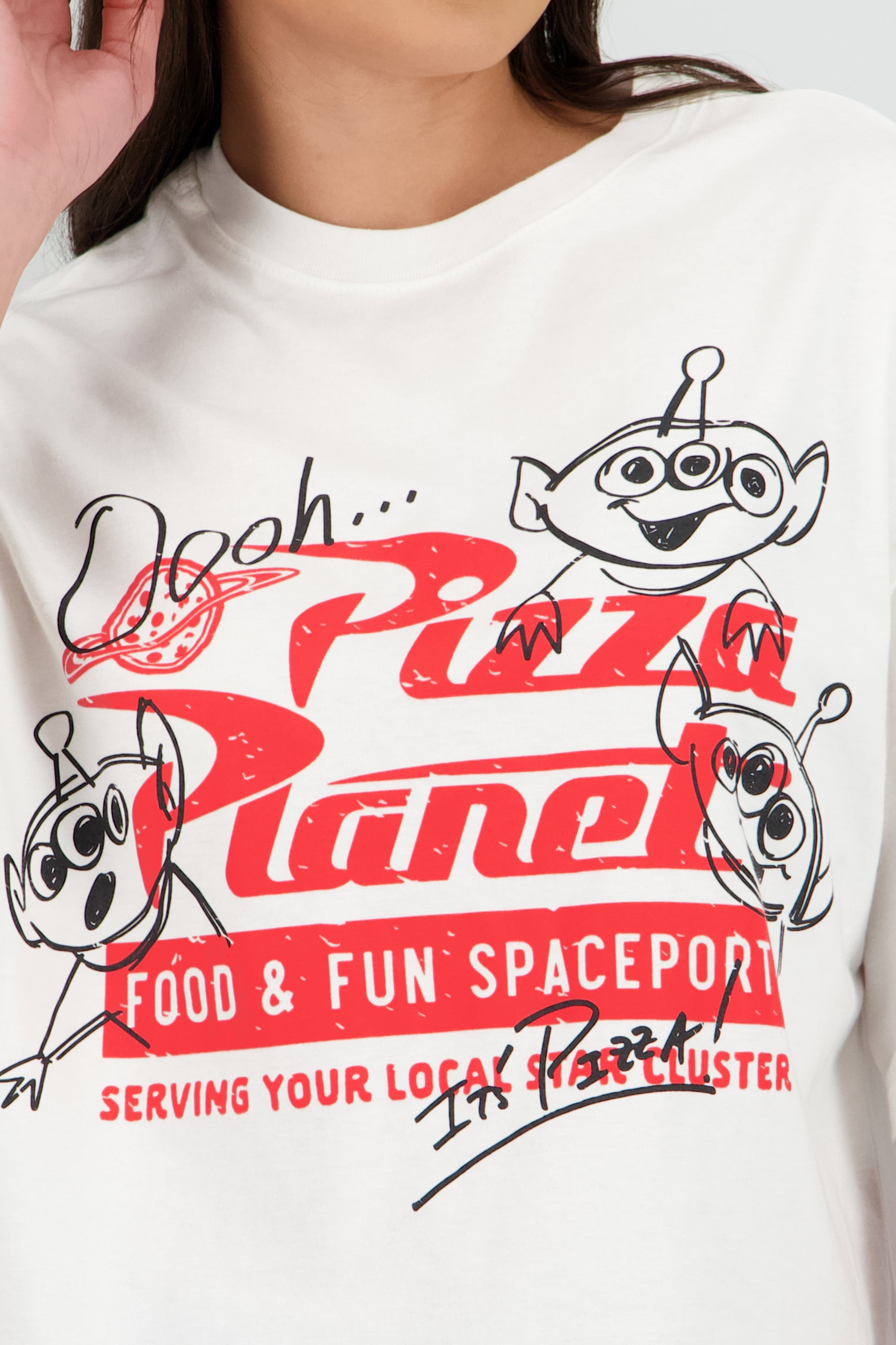 Playera dubijo pizza planeta BLANCO