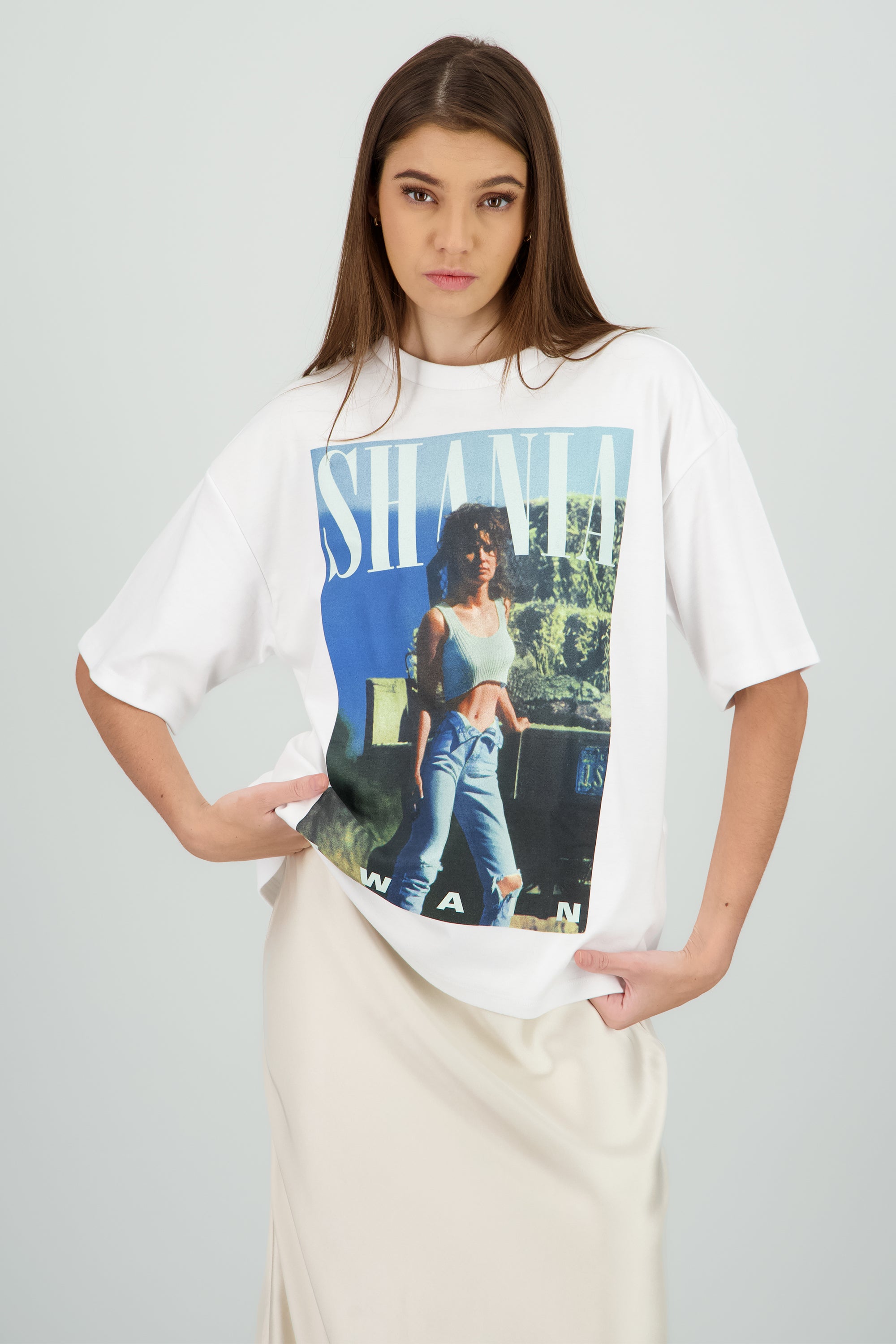 Playera Shania Twain portada BLANCO