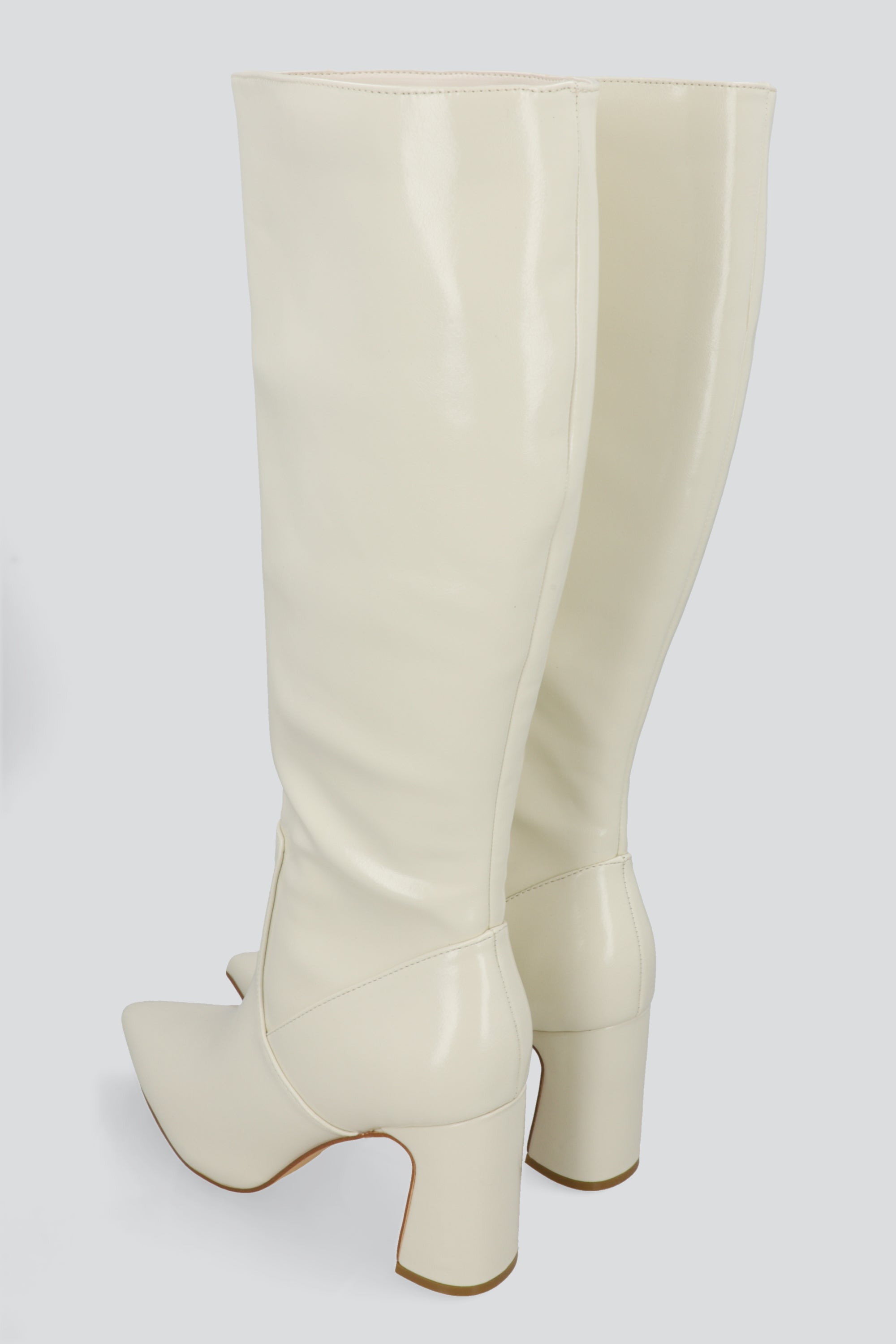 Bota alta pointy tacon grueso HUESO