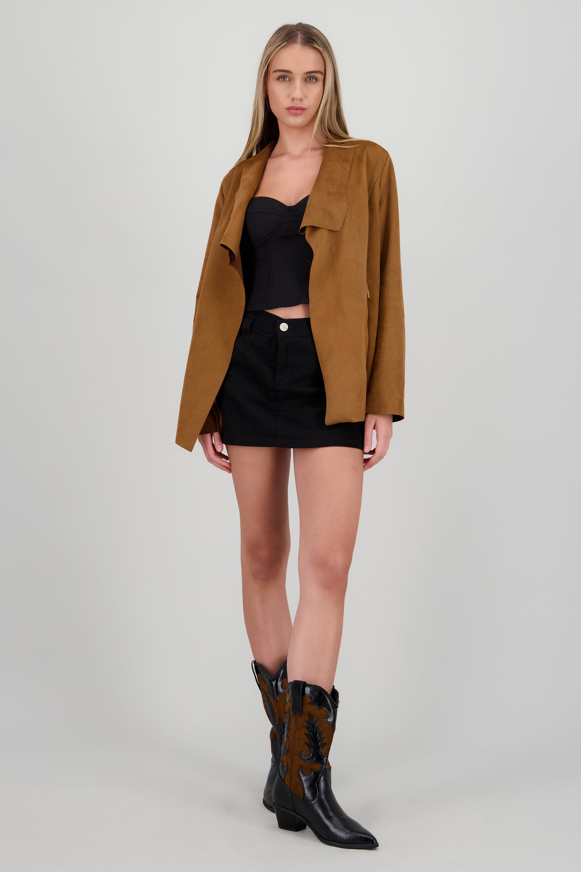 Bota vaquera pu y gamuza TAUPE