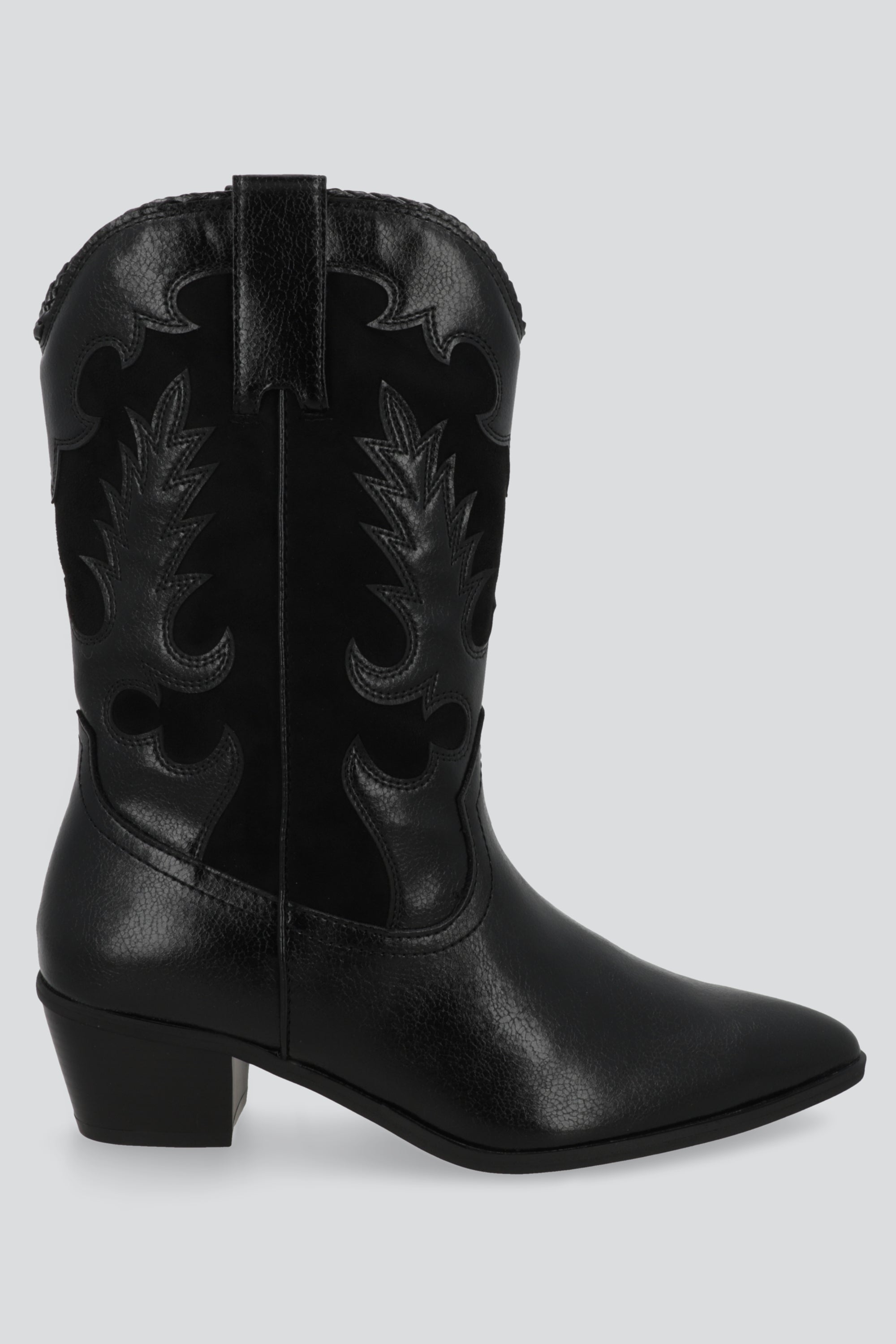 Bota vaquera pu y gamuza NEGRO