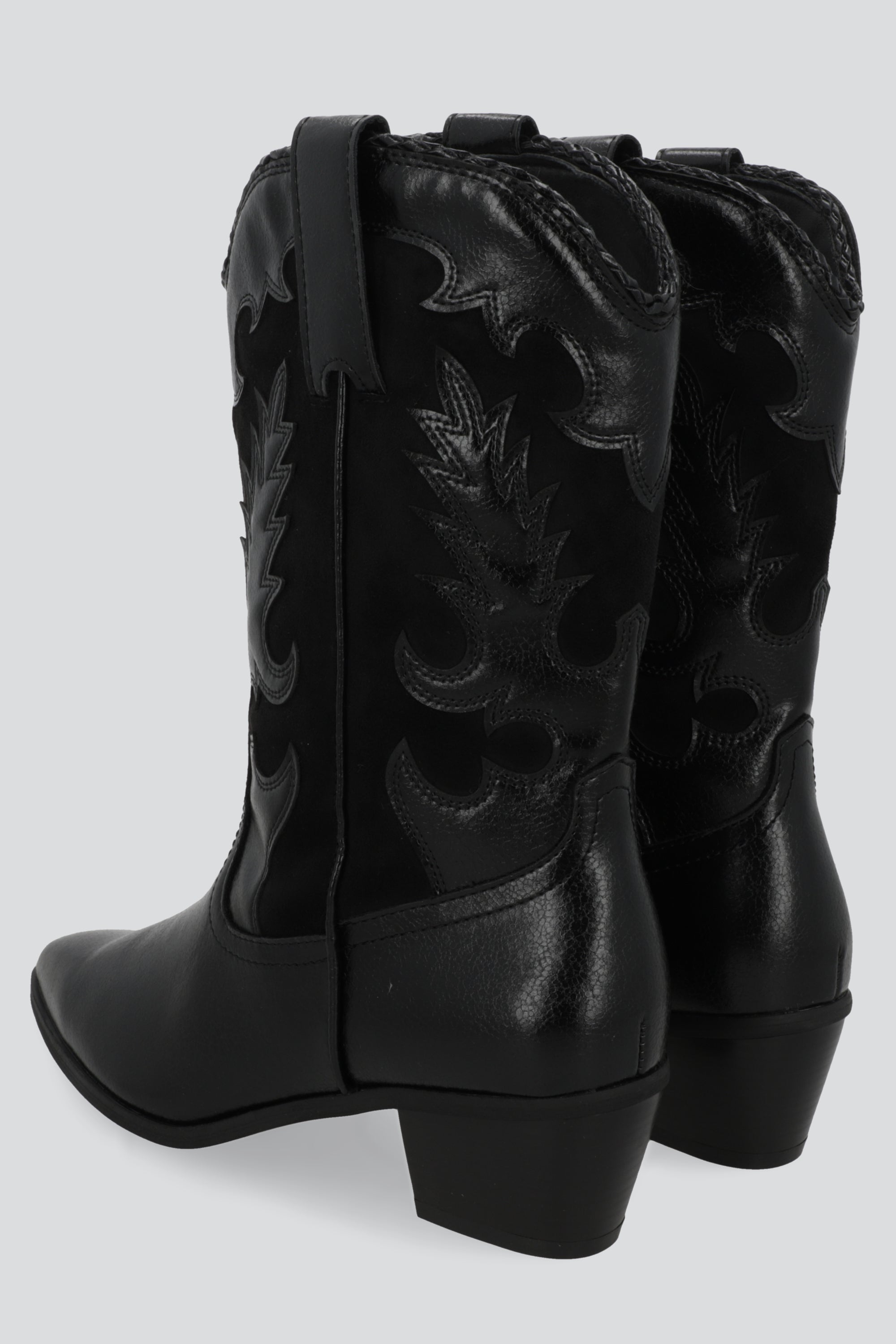 Bota vaquera pu y gamuza NEGRO
