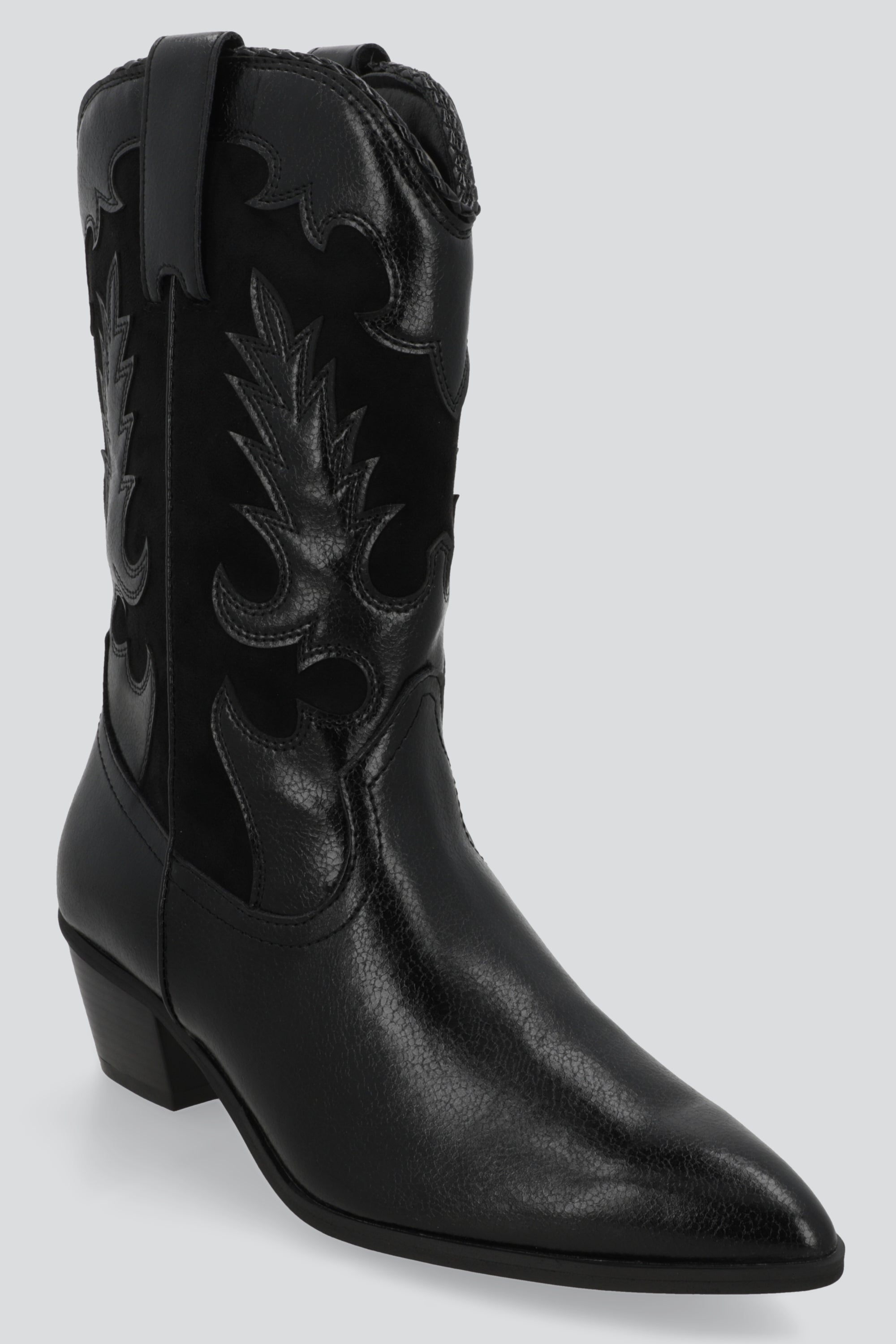 Bota vaquera pu y gamuza NEGRO