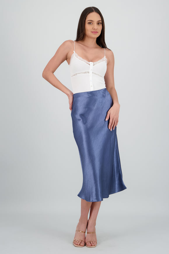 Falda satin midi efecto