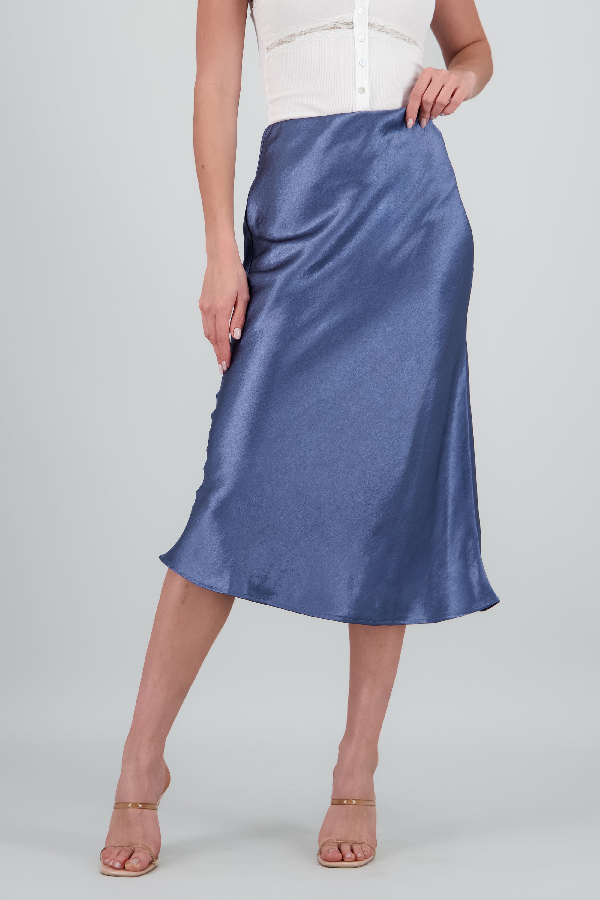 Falda satin midi efecto INDIGO
