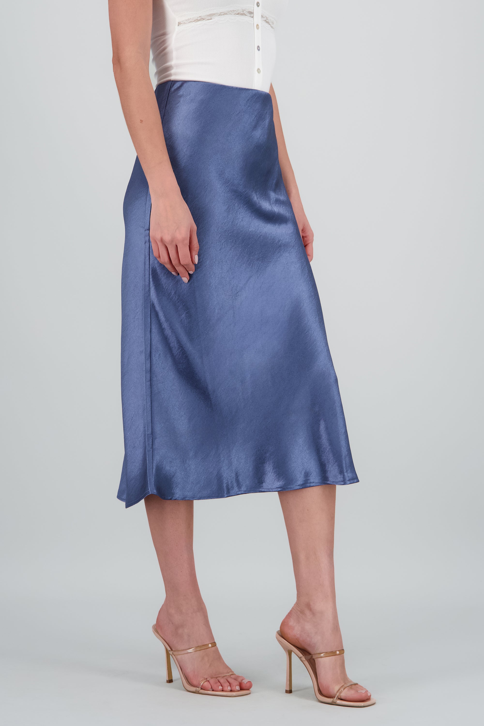 Falda satin midi efecto INDIGO