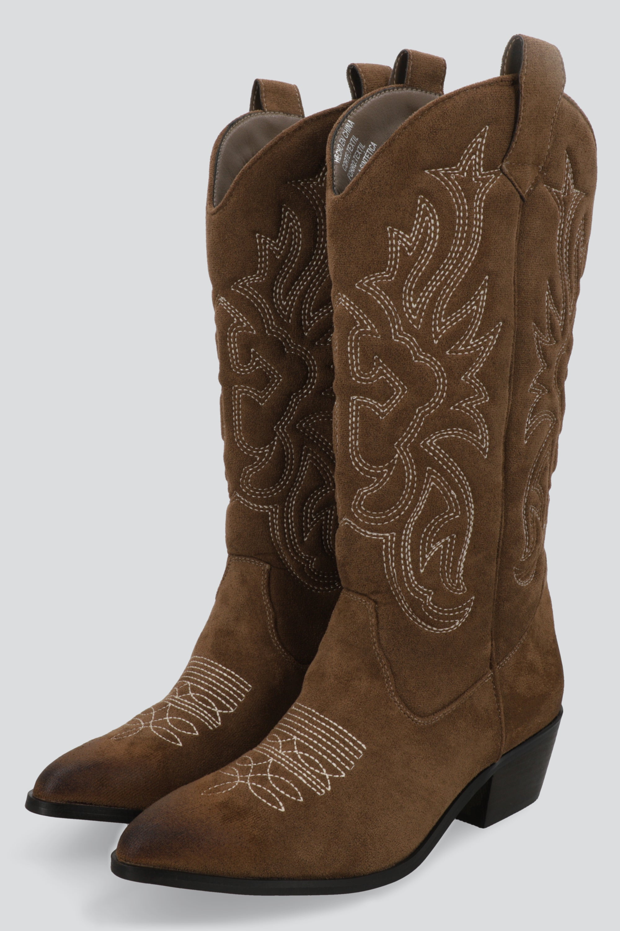 Bota vaquera alta punta desgastada CAFE