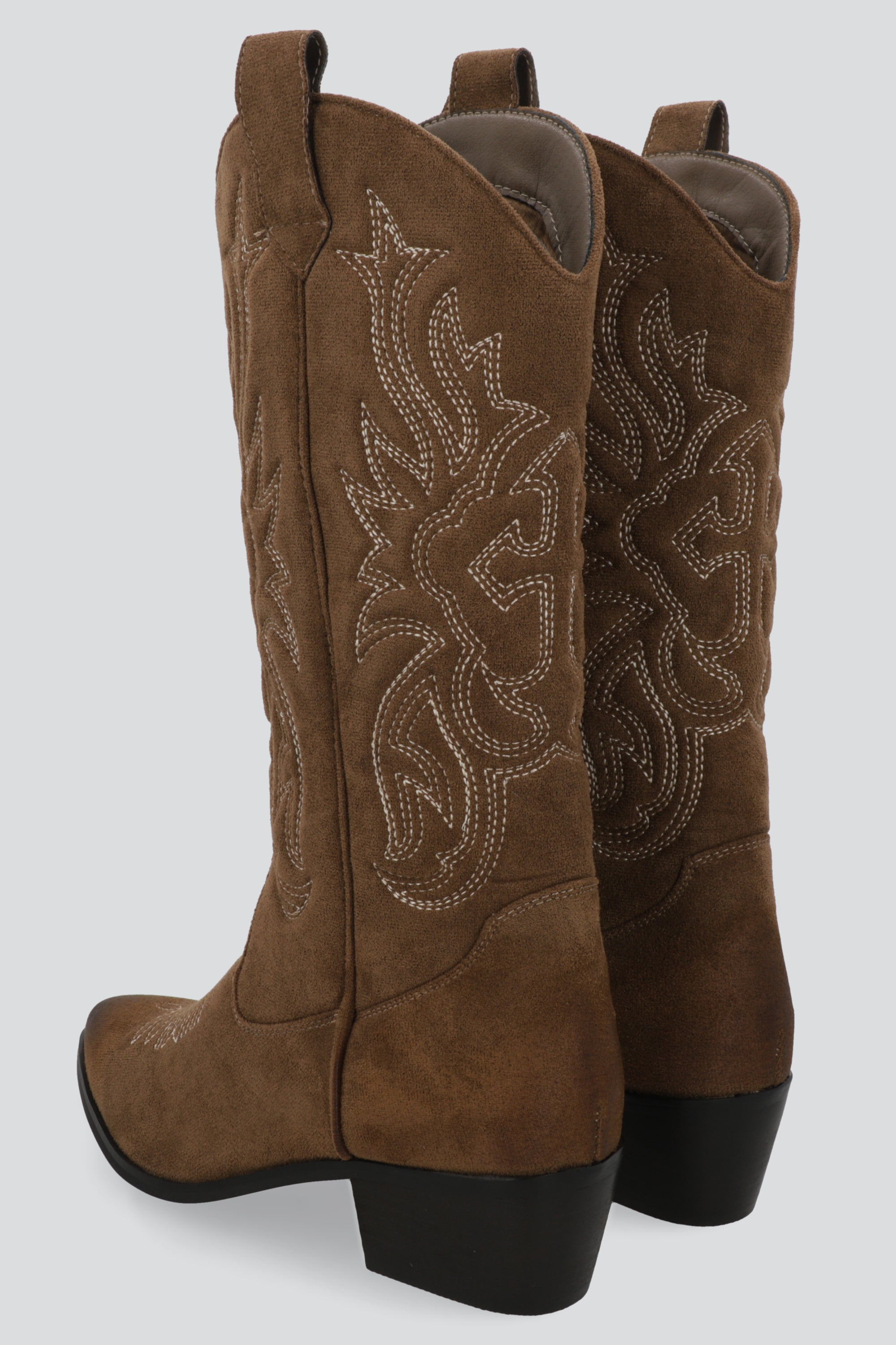 Bota vaquera alta punta desgastada CAFE