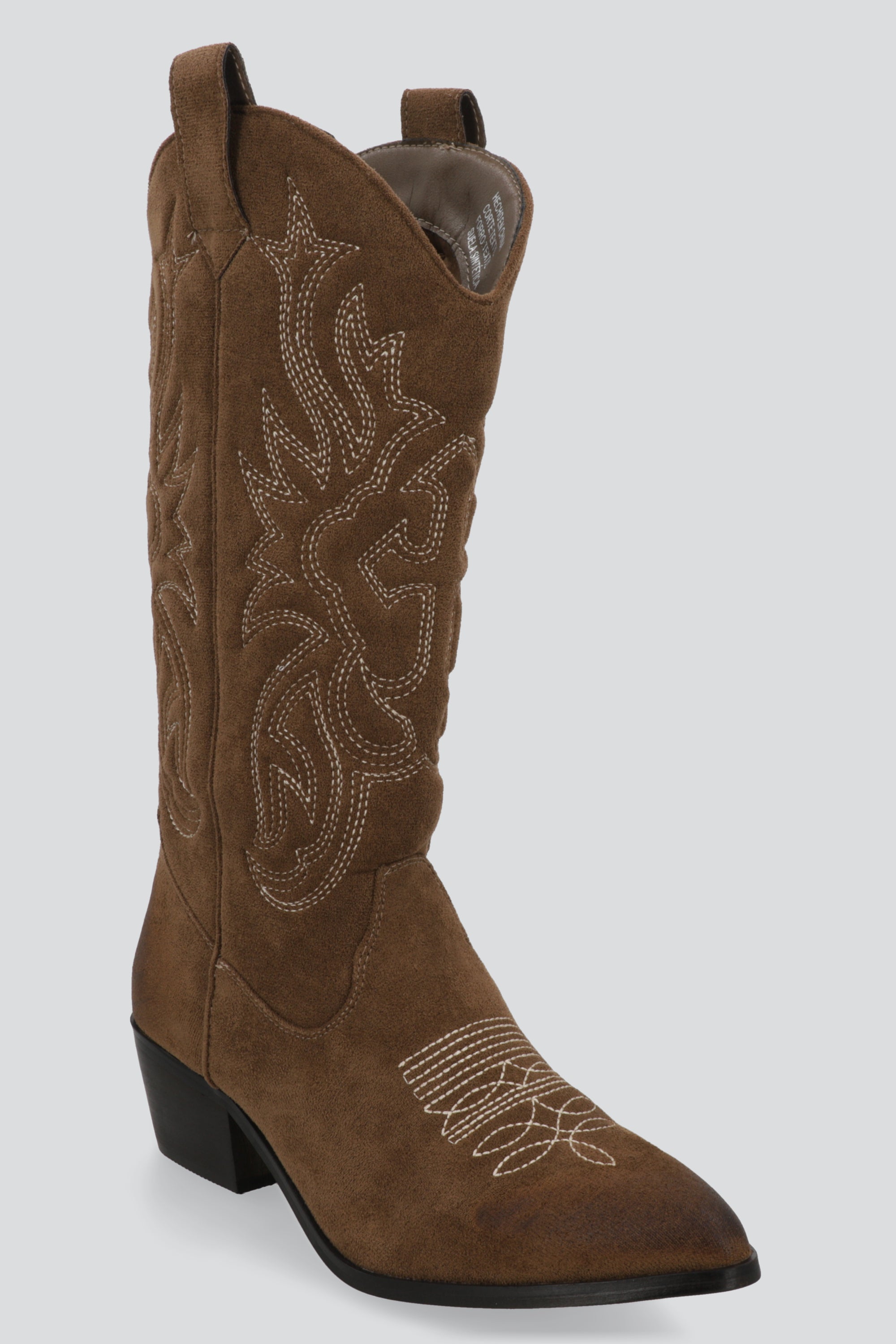 Bota vaquera alta punta desgastada CAFE