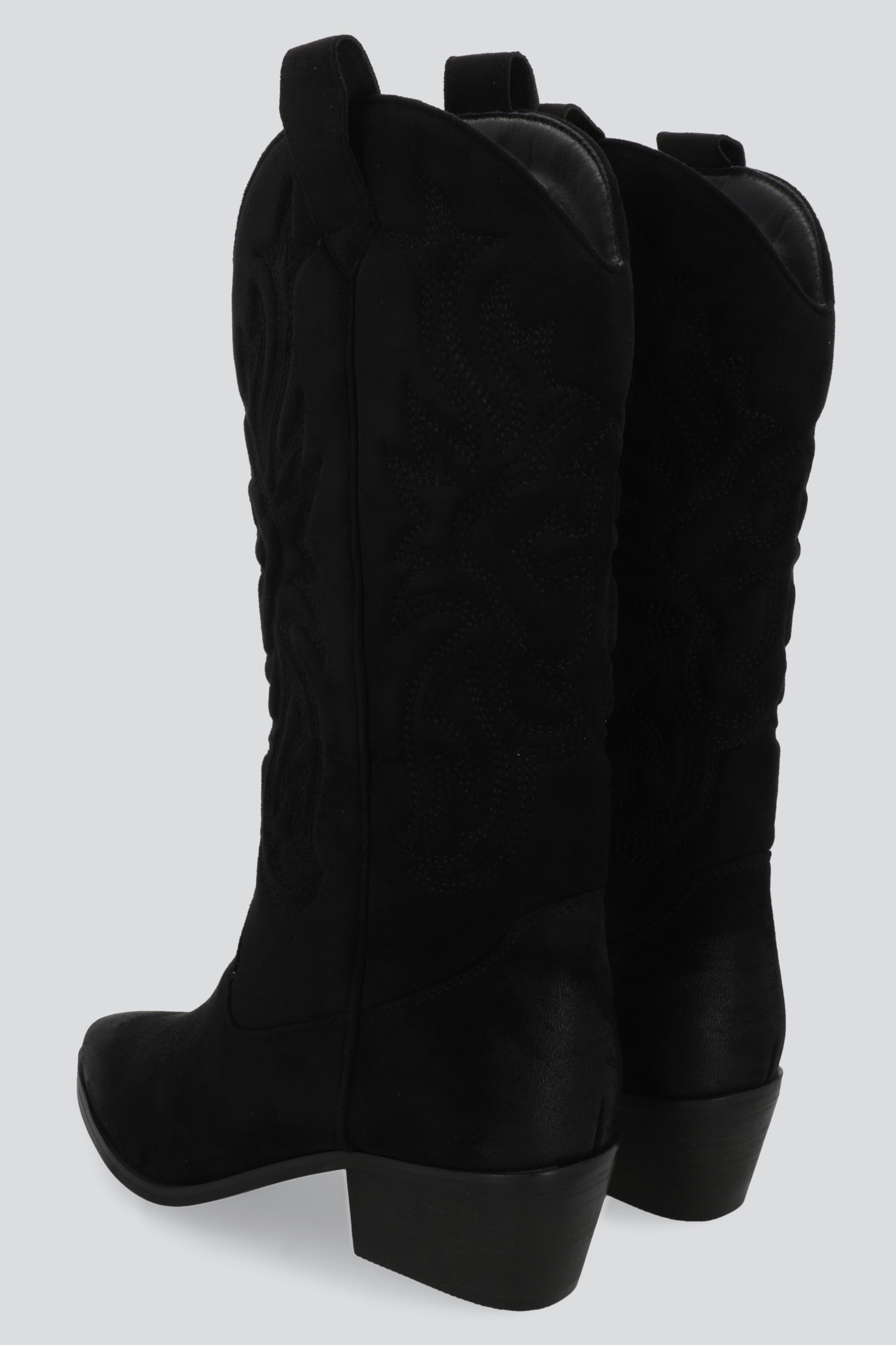 Bota vaquera alta punta desgastada NEGRO