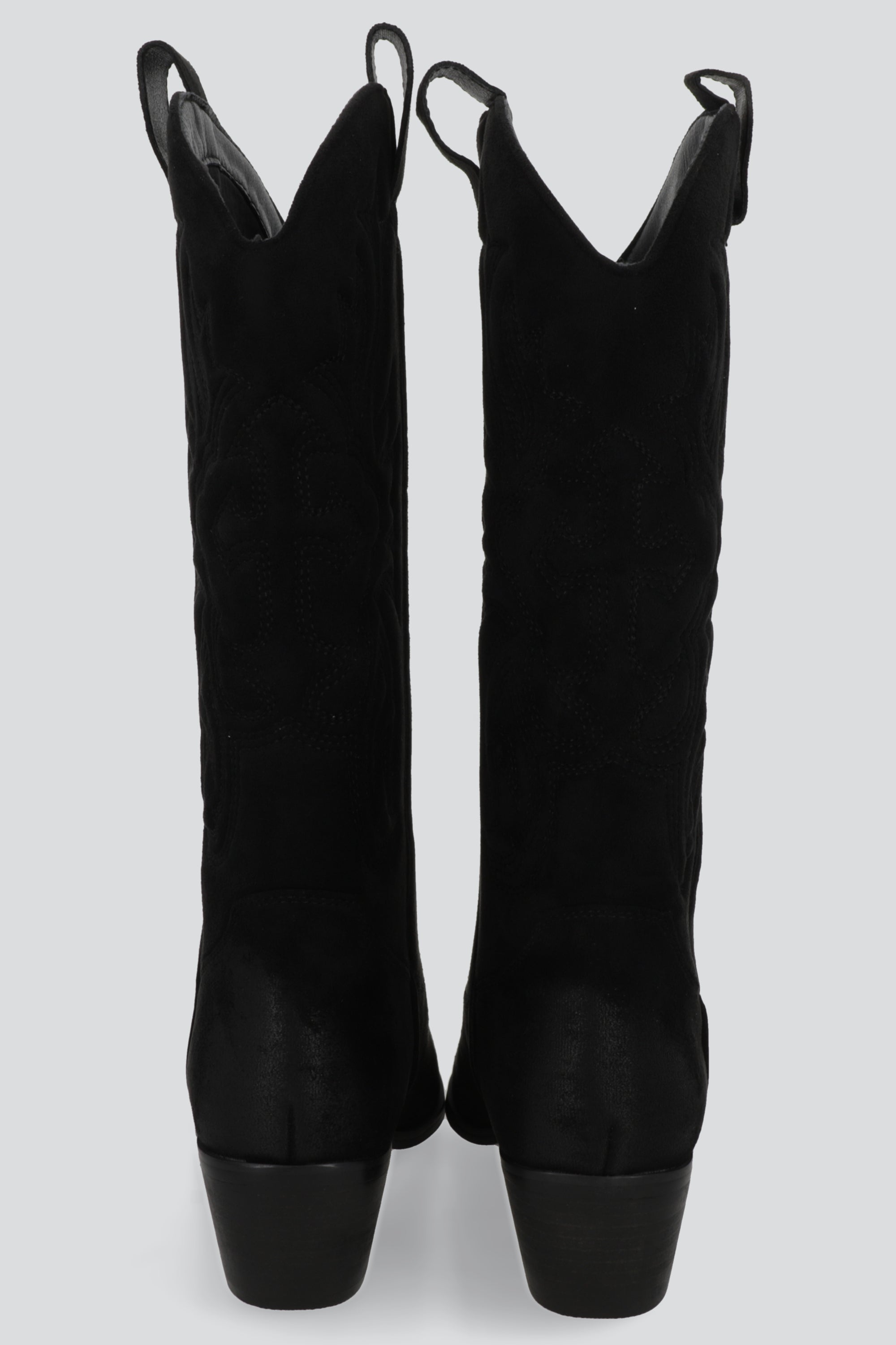 Bota vaquera alta punta desgastada NEGRO