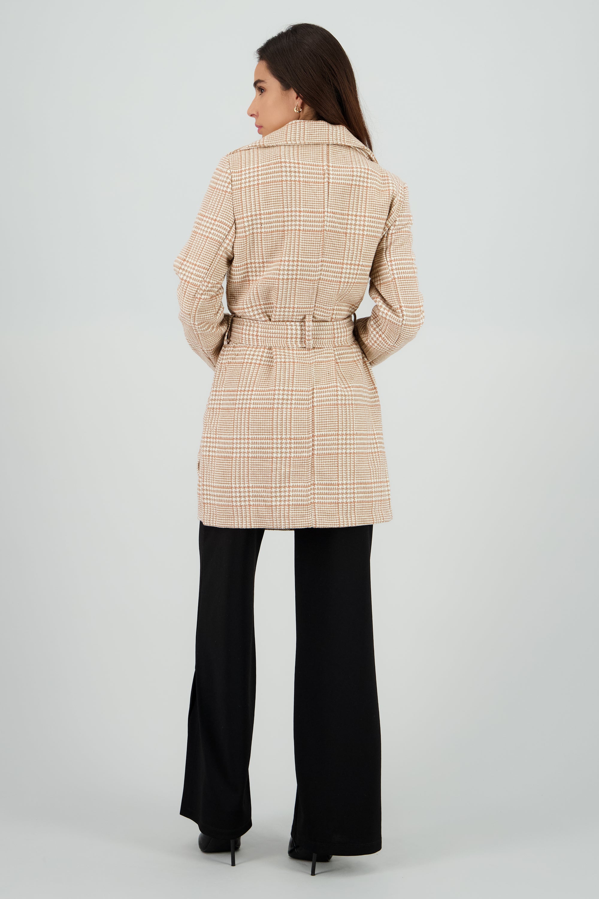 Gabardina corta cuadros BEIGE