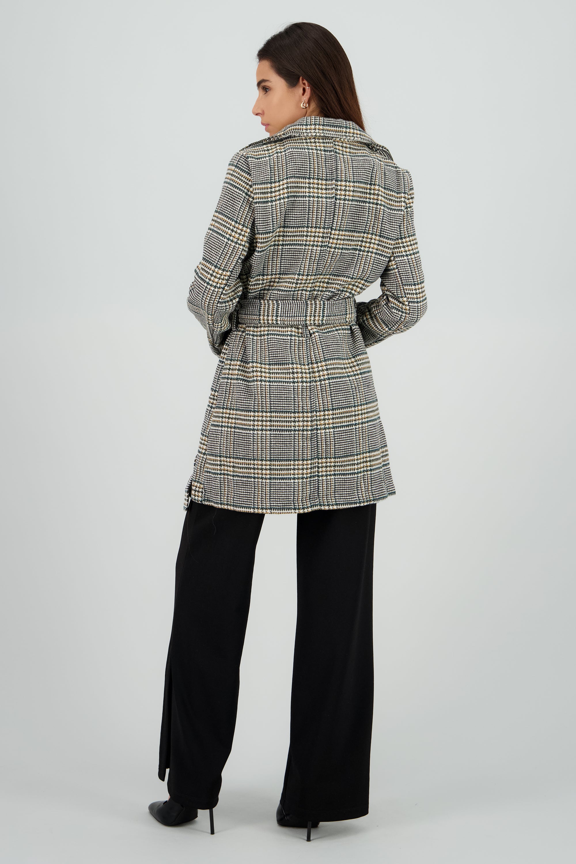Gabardina corta cuadros GRIS COMBO