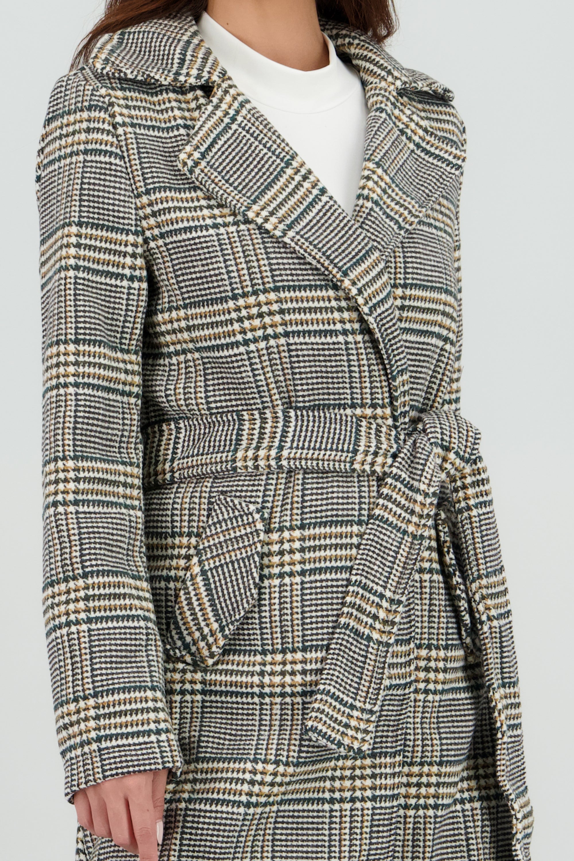 Gabardina corta cuadros GRIS COMBO