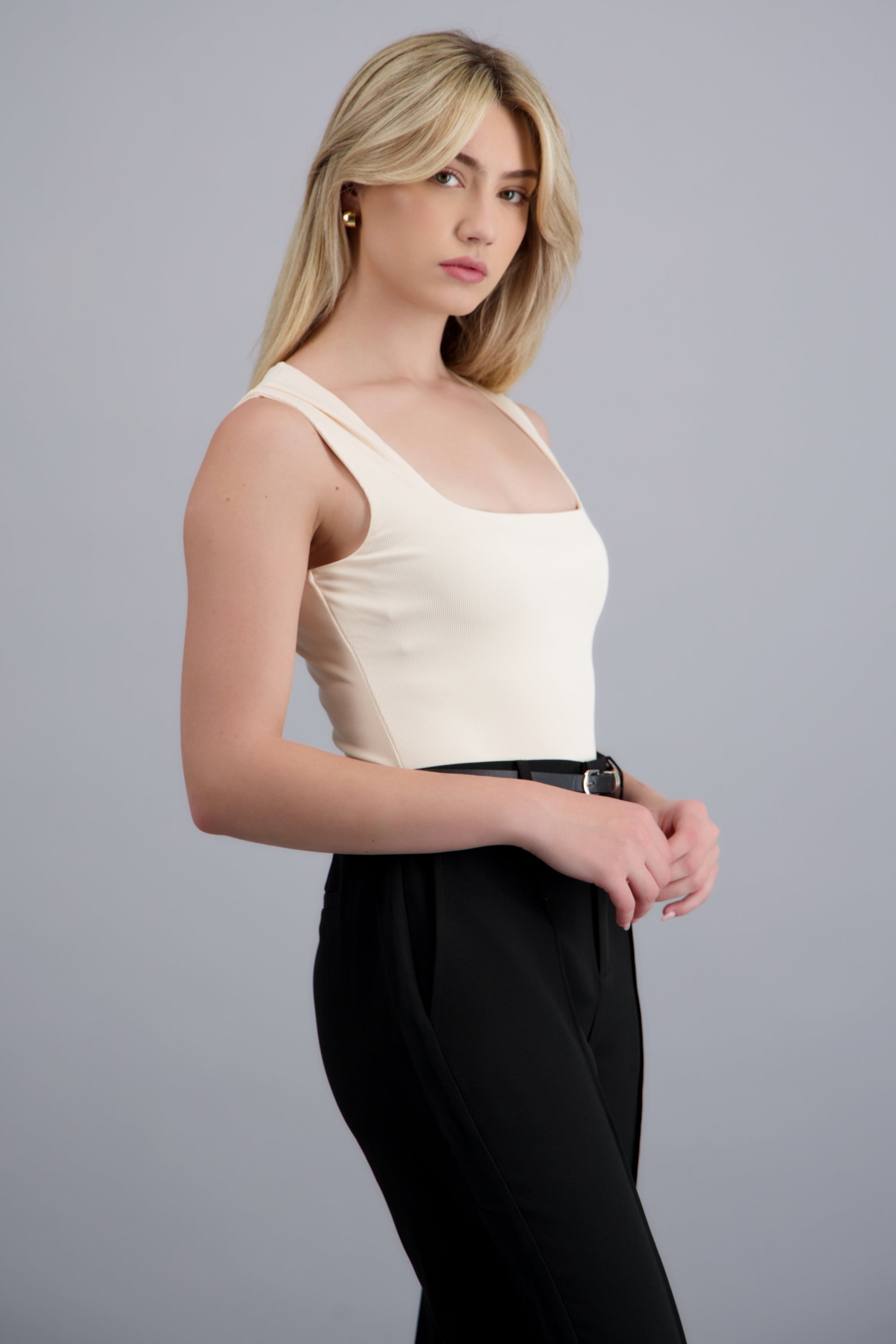 Bodysuit rib escote cuadrado CREMA