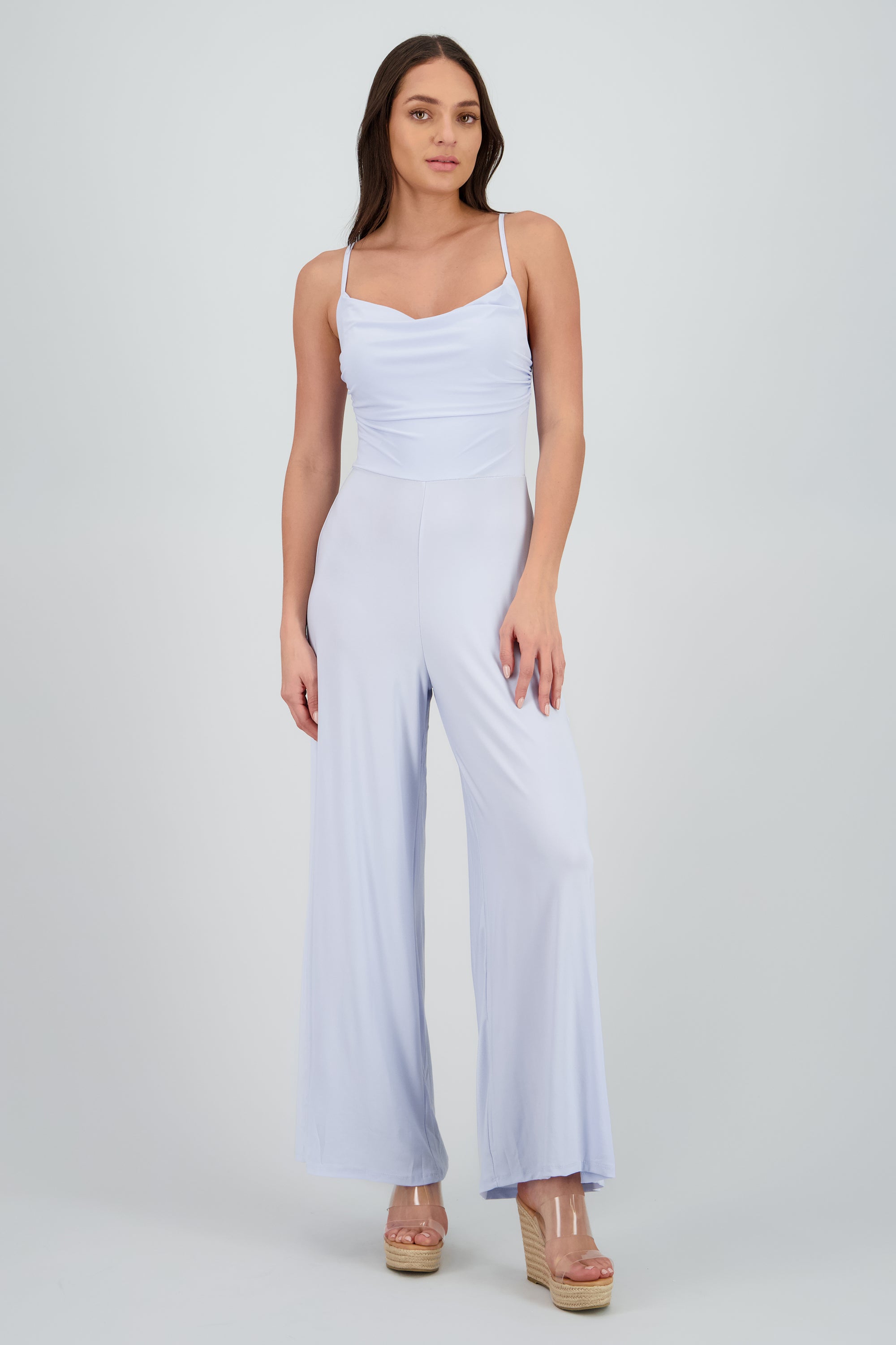 Jumpsuit escote cascada AZUL PASTEL