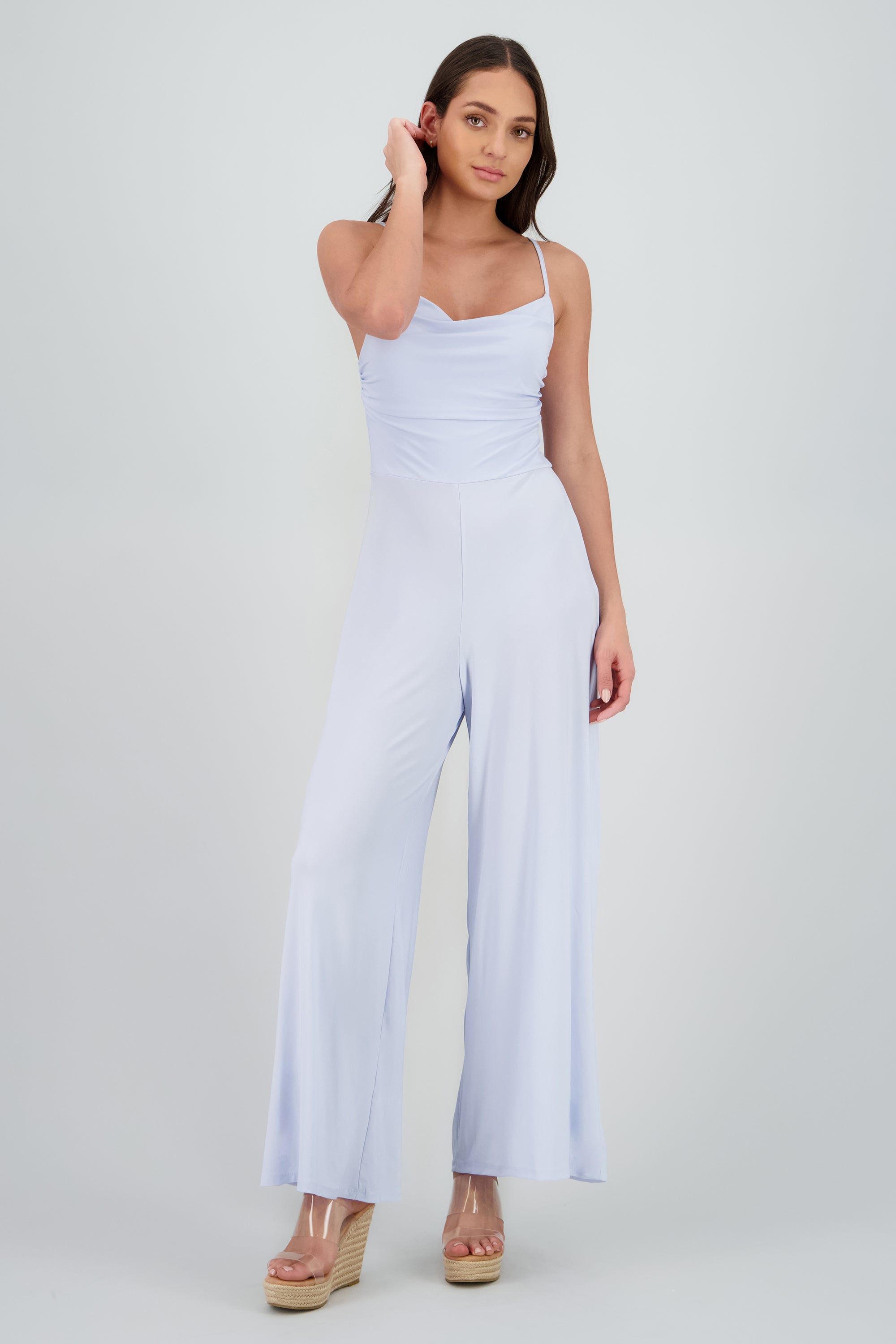 Jumpsuit escote cascada AZUL PASTEL