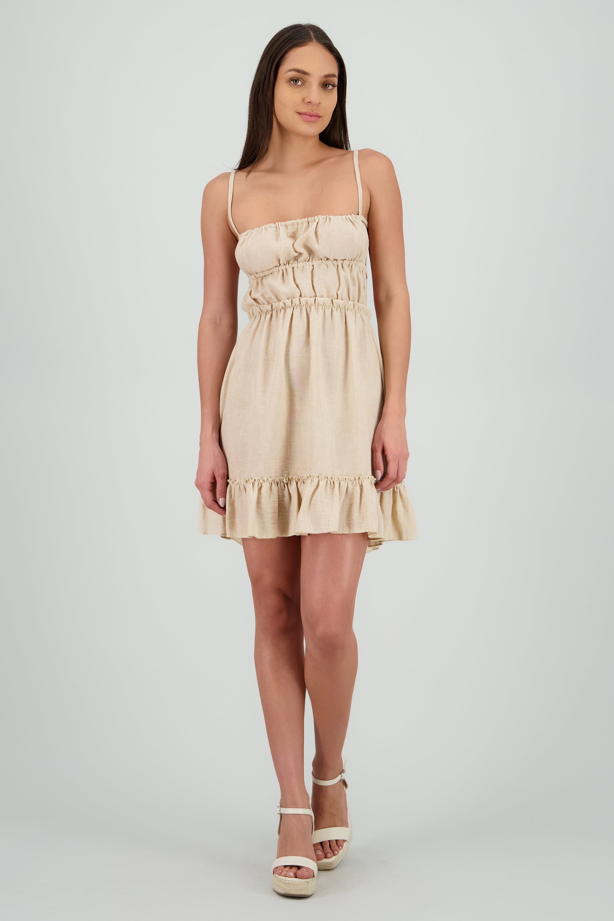 Vestido mini escote esplada cortes ARENA