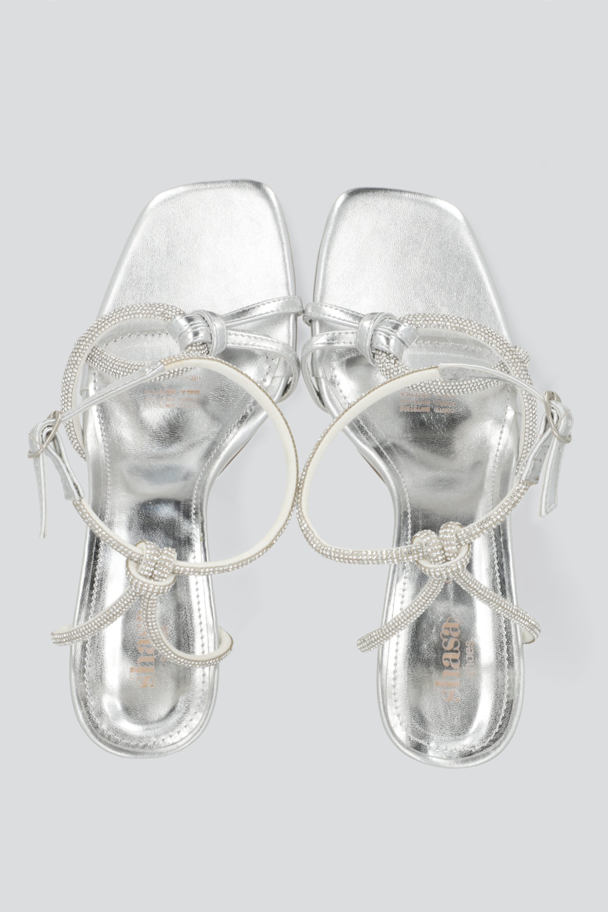 Tacon alto nudo brillos PLATA