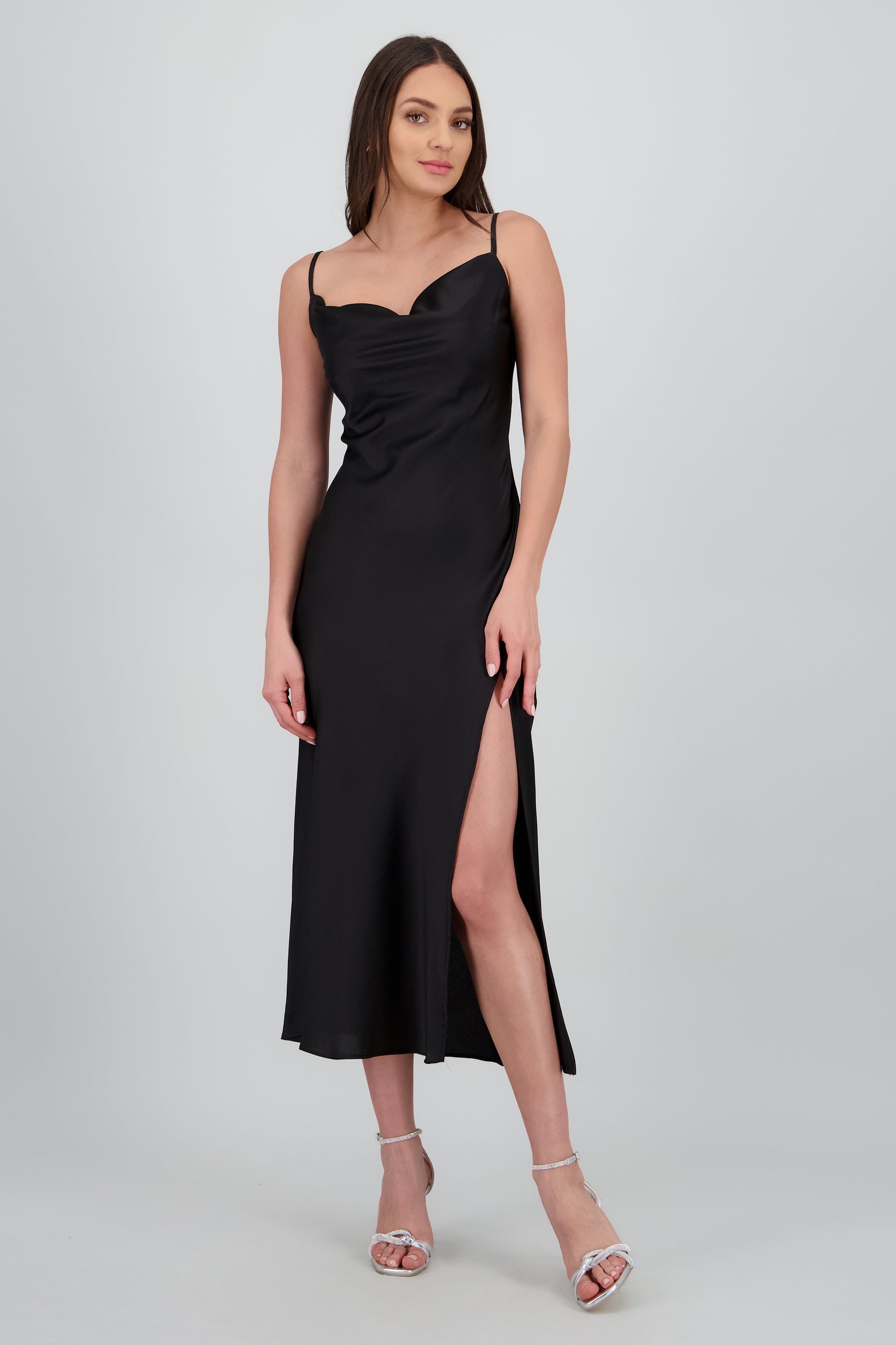 Tacon alto nudo brillos PLATA