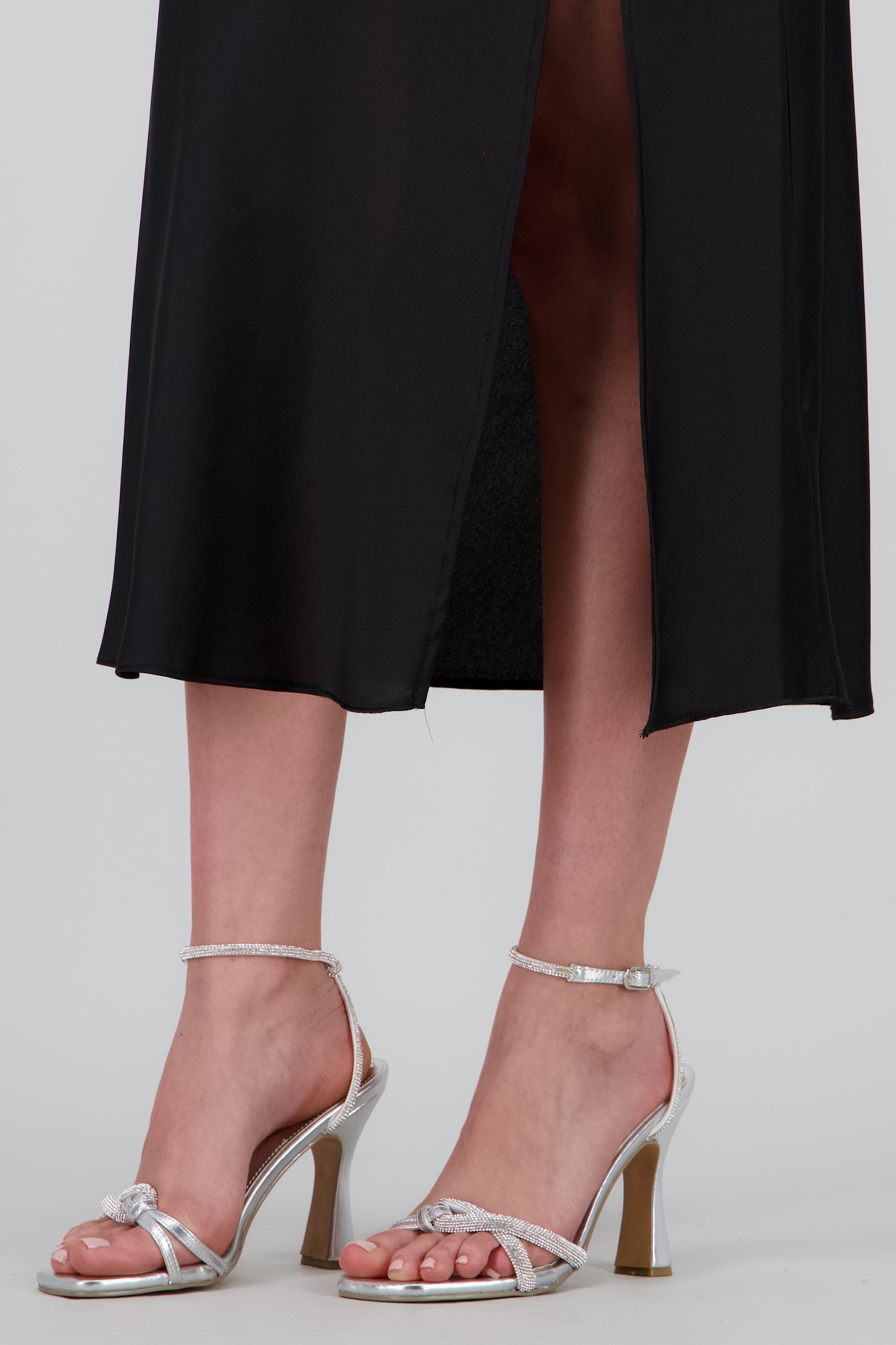 Tacon alto nudo brillos PLATA