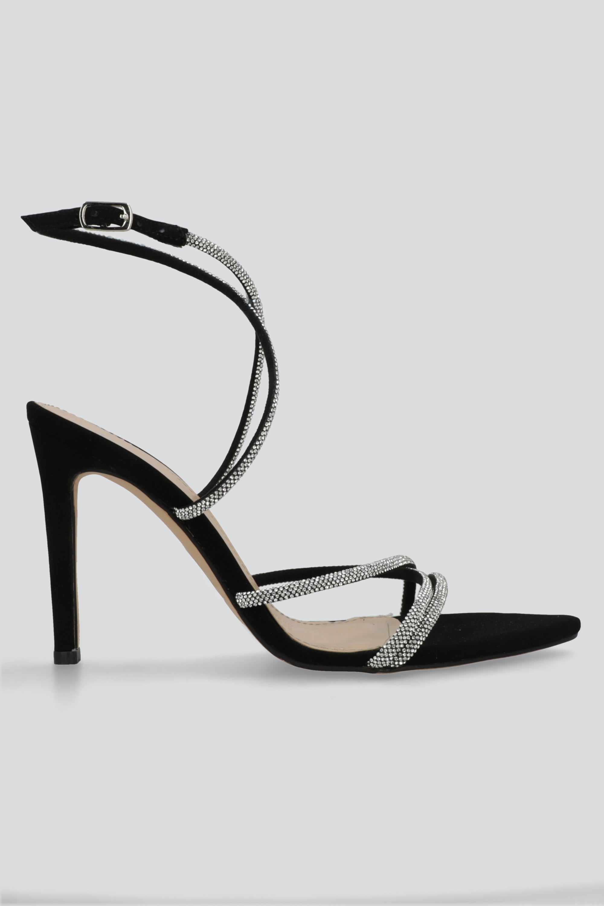 Tacon pointy tiras brillos NEGRO