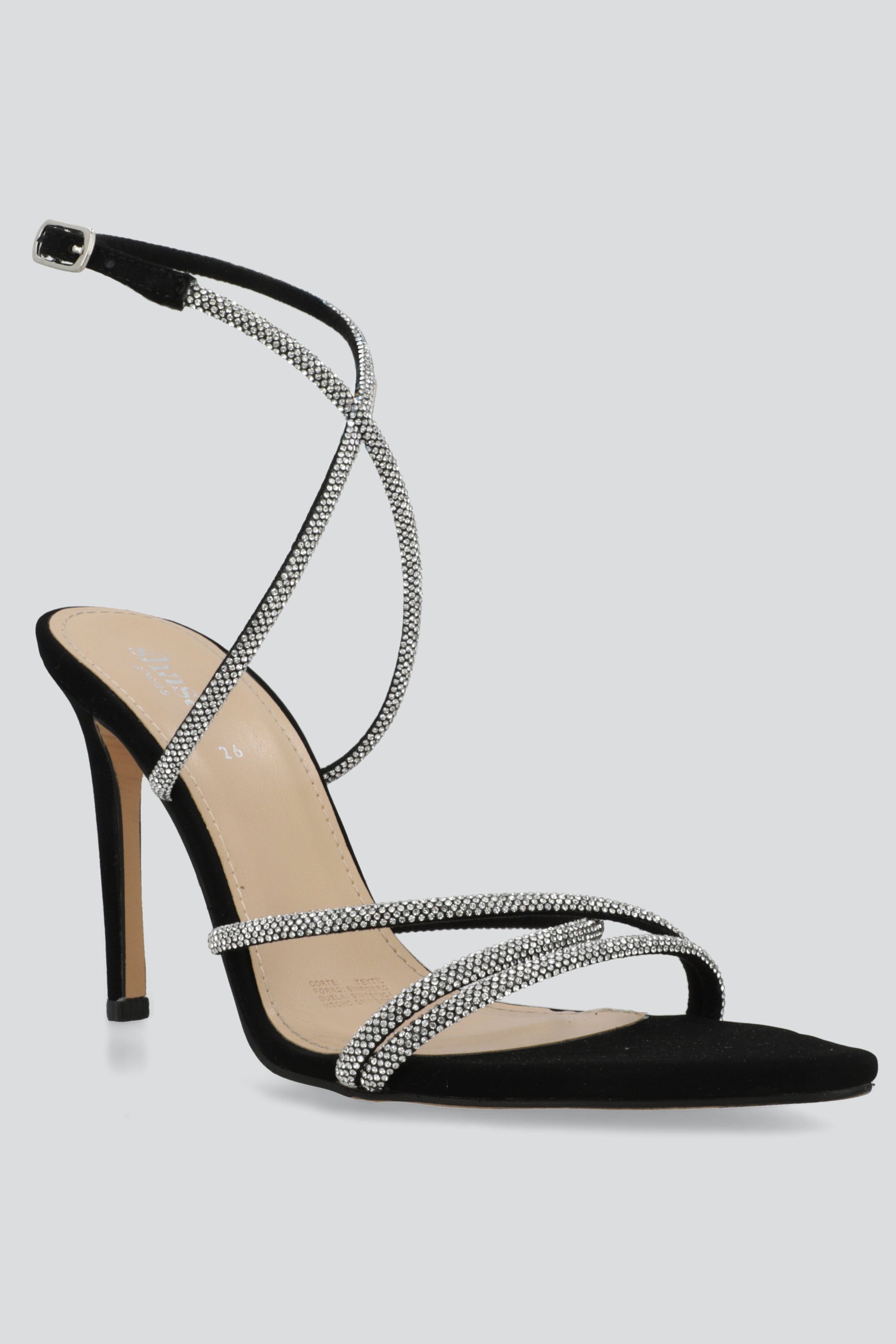 Tacon pointy tiras brillos NEGRO