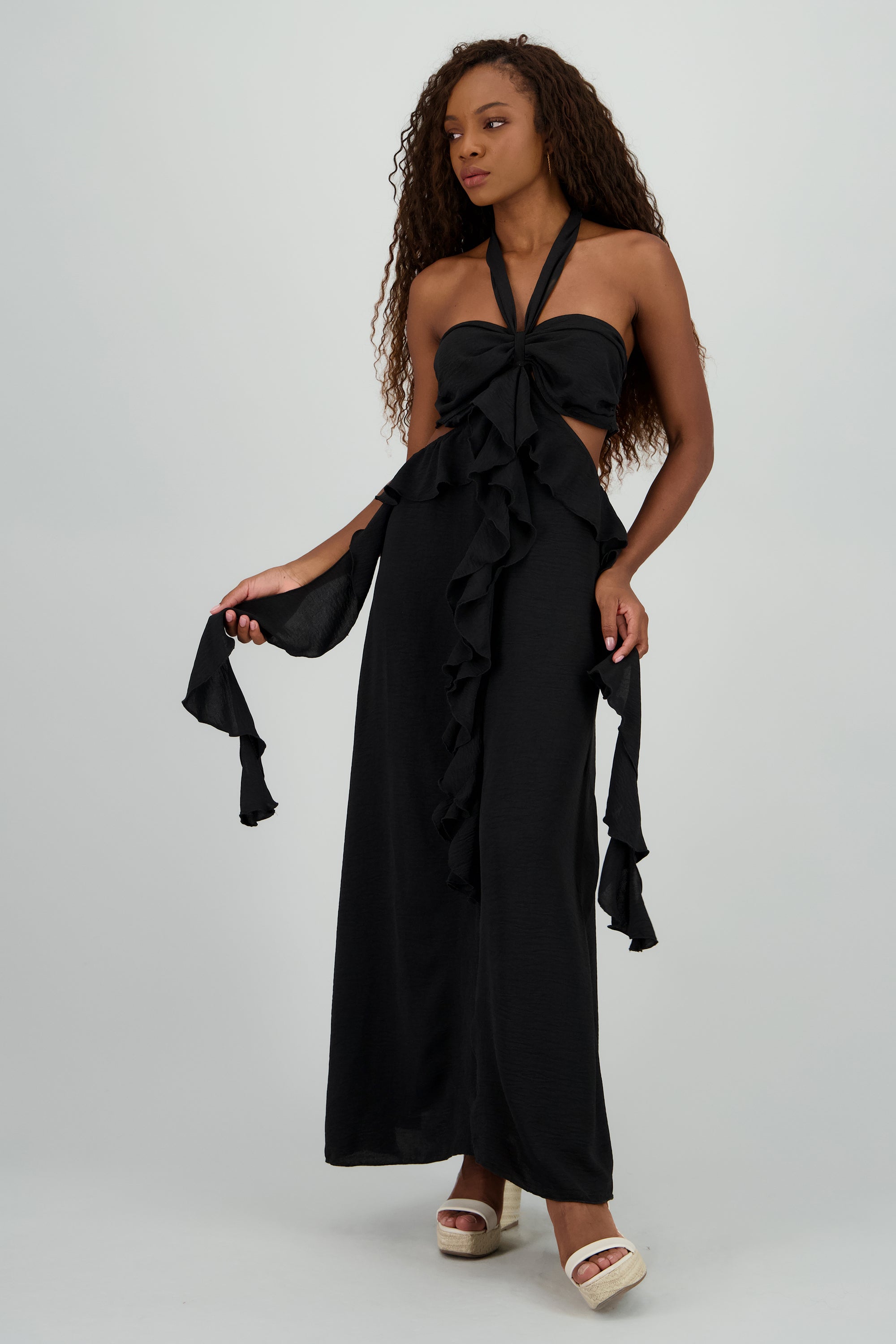 Vestido halter top maxi olanes NEGRO