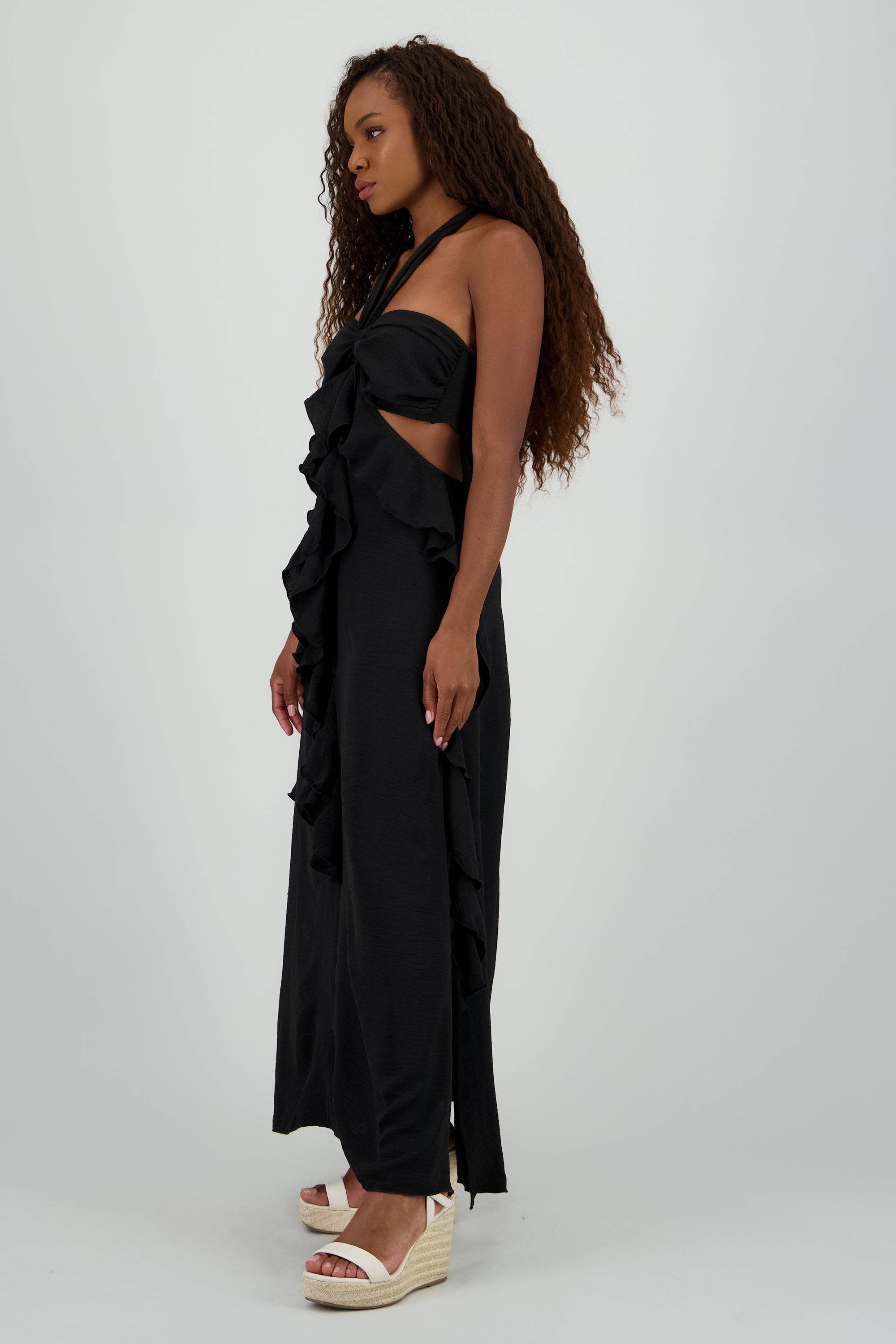 Vestido halter top maxi olanes NEGRO