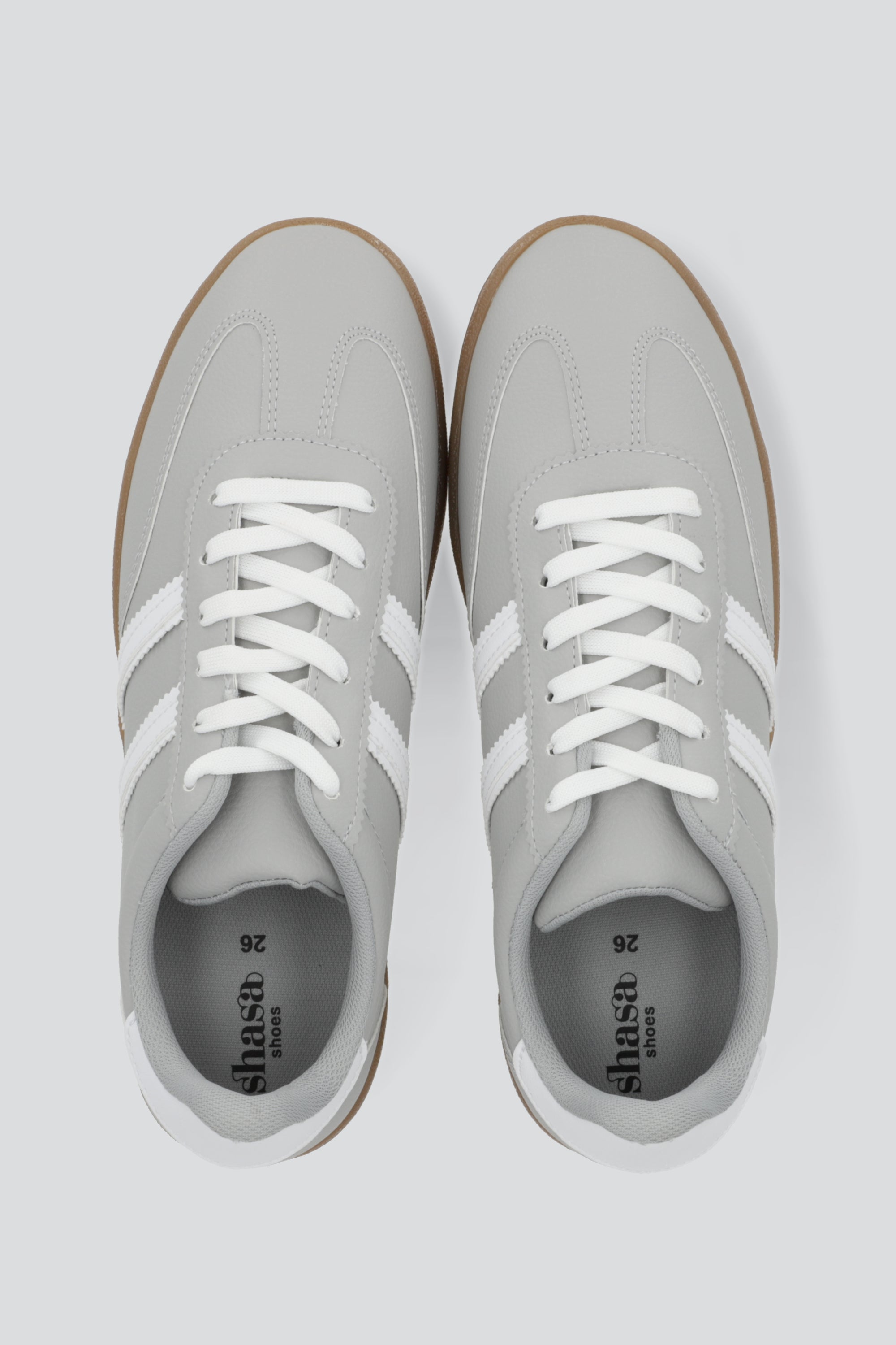 Tenis dos lineas PU GRIS CLARO