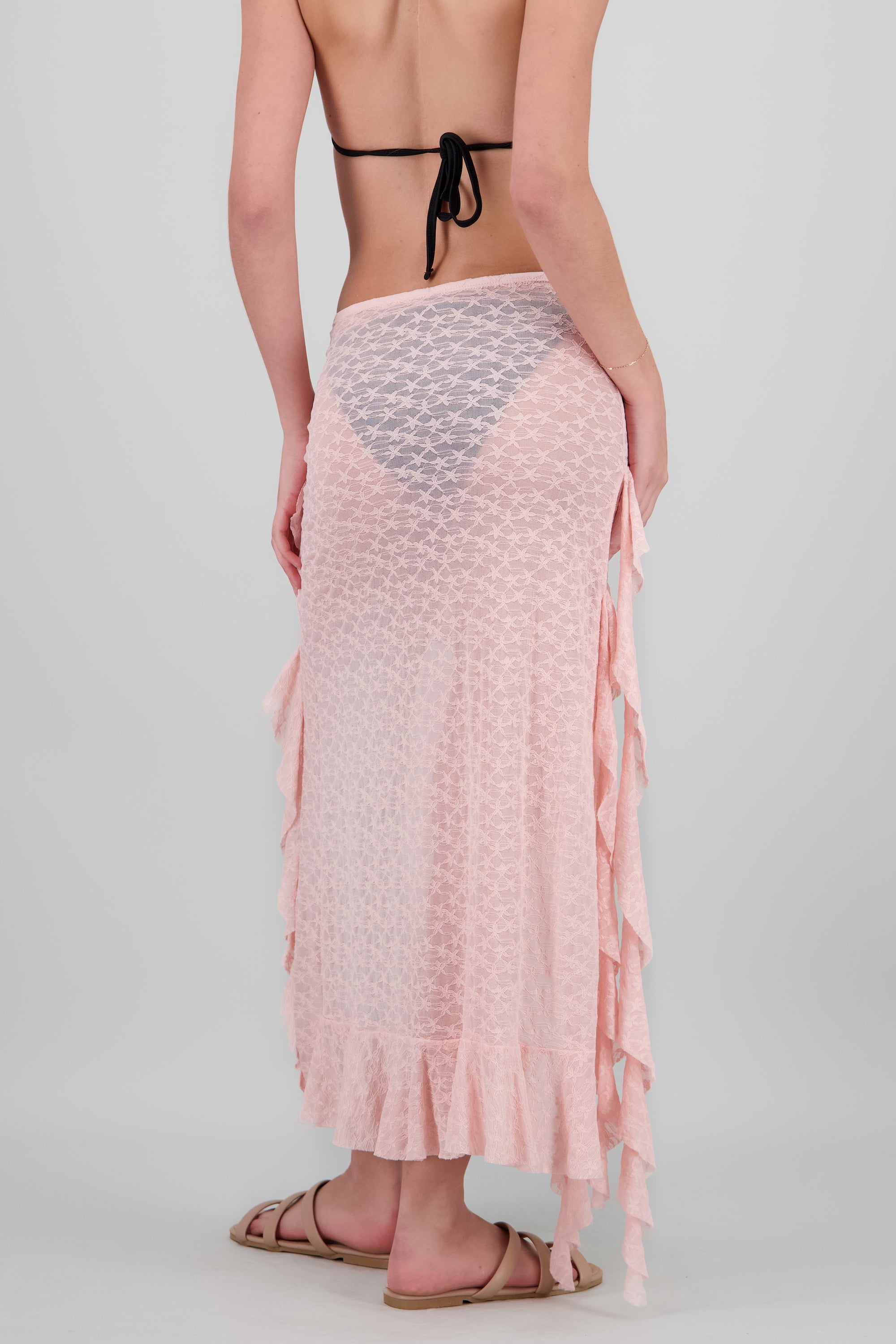 Salida olanes encaje asimentrica ROSA PASTEL