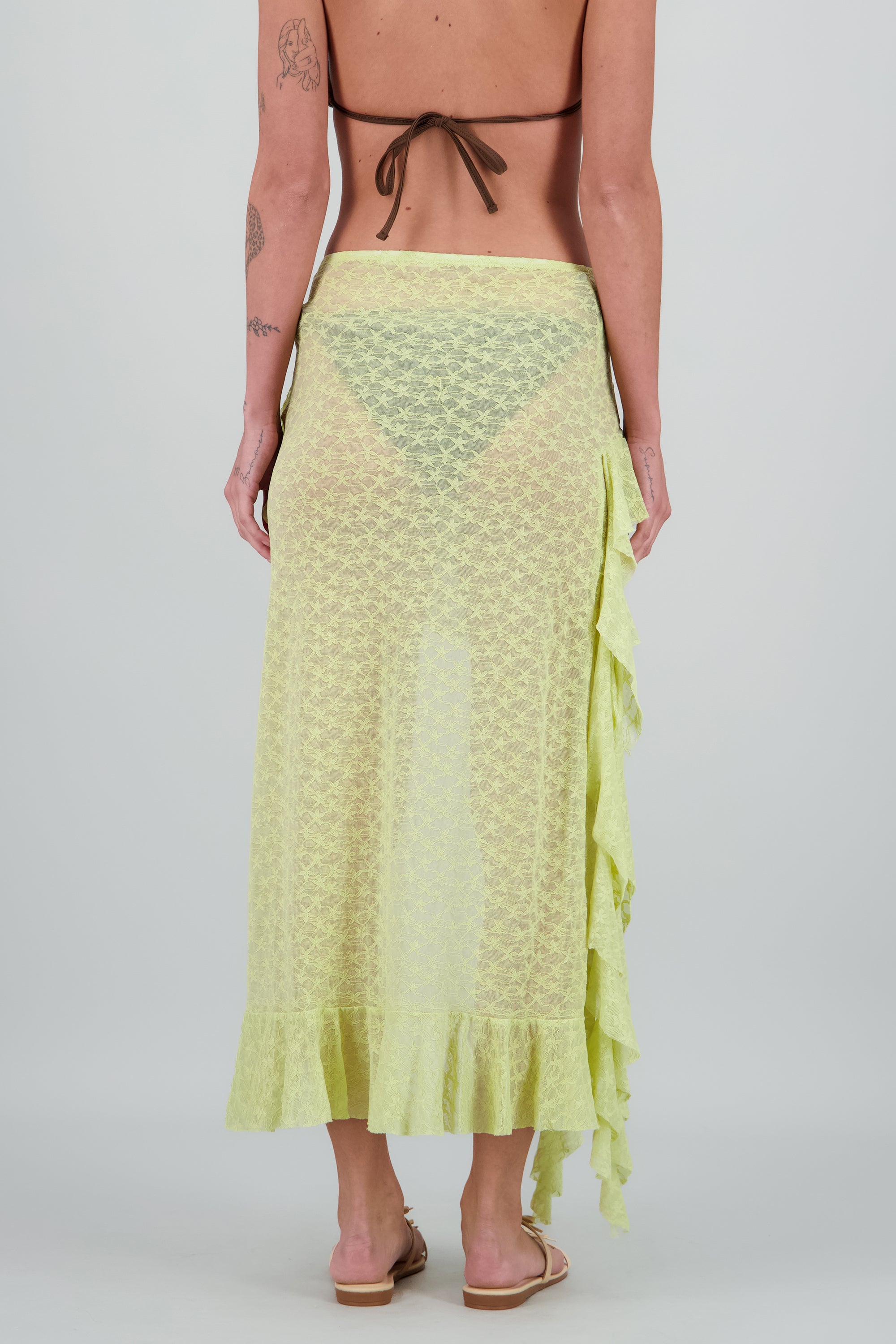 Salida olanes encaje asimentrica VERDE CLARO