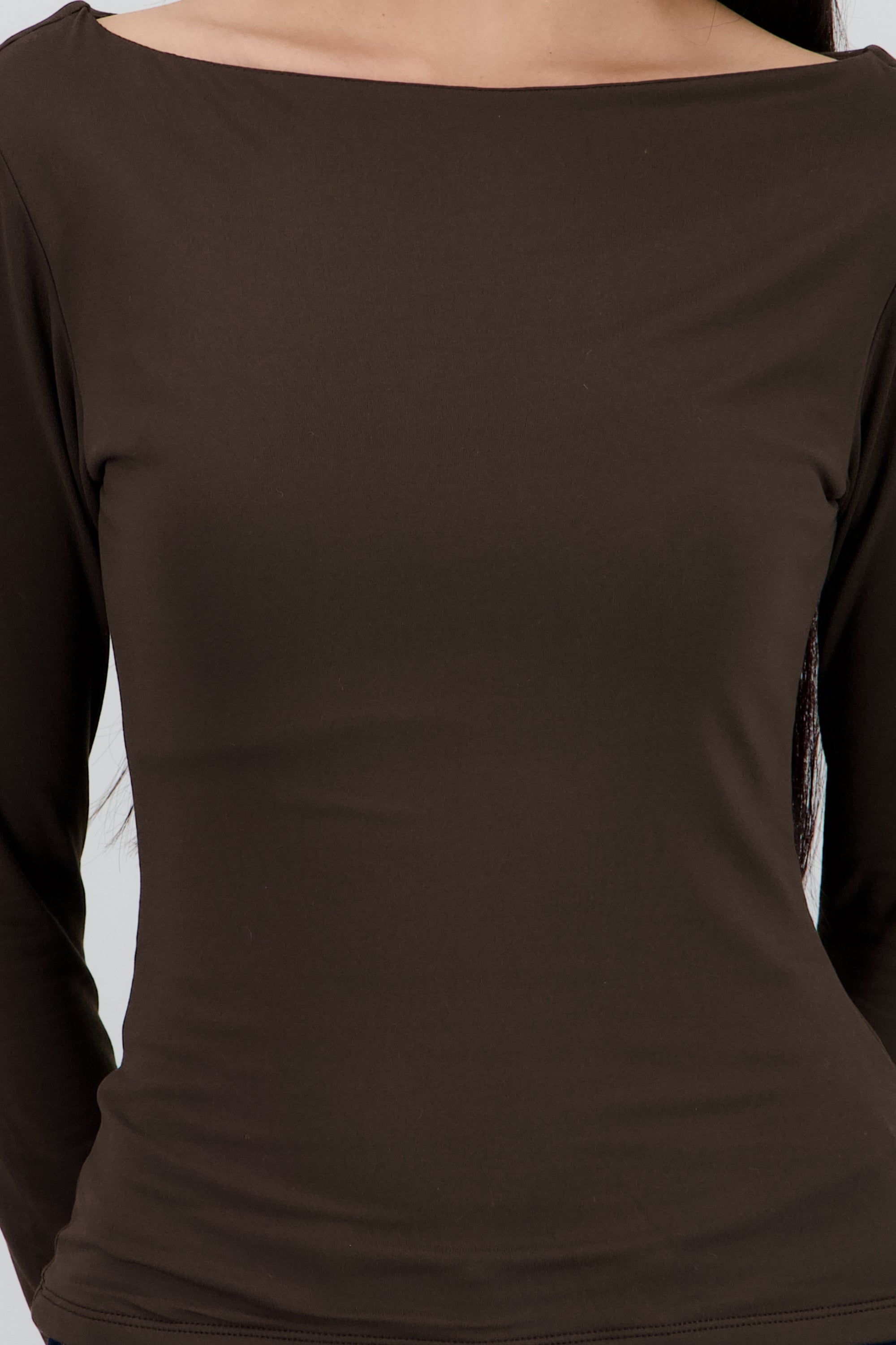 Top cuello recto manga larga CAFE