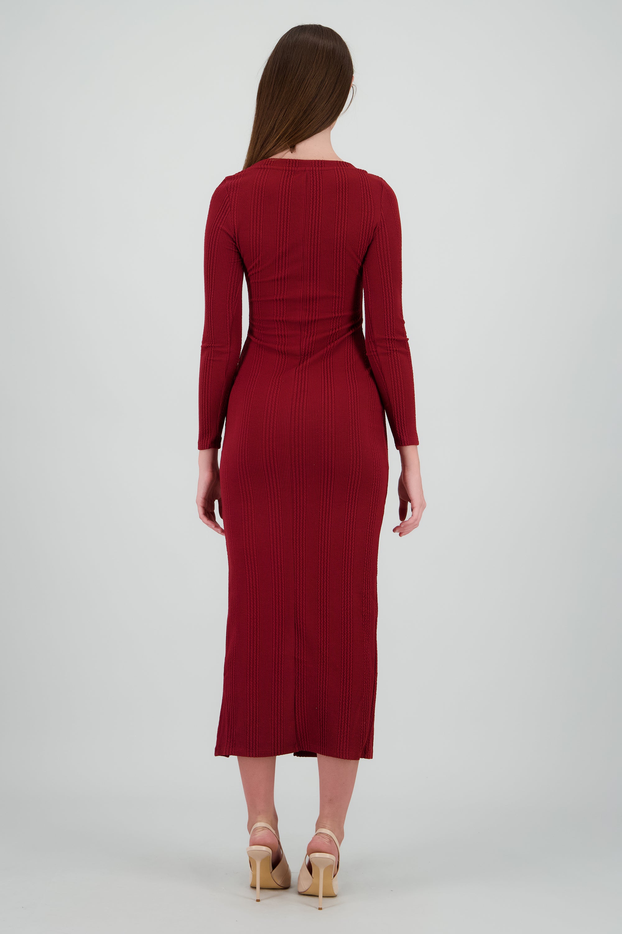 Vestido bodycon manga larga textura VINO
