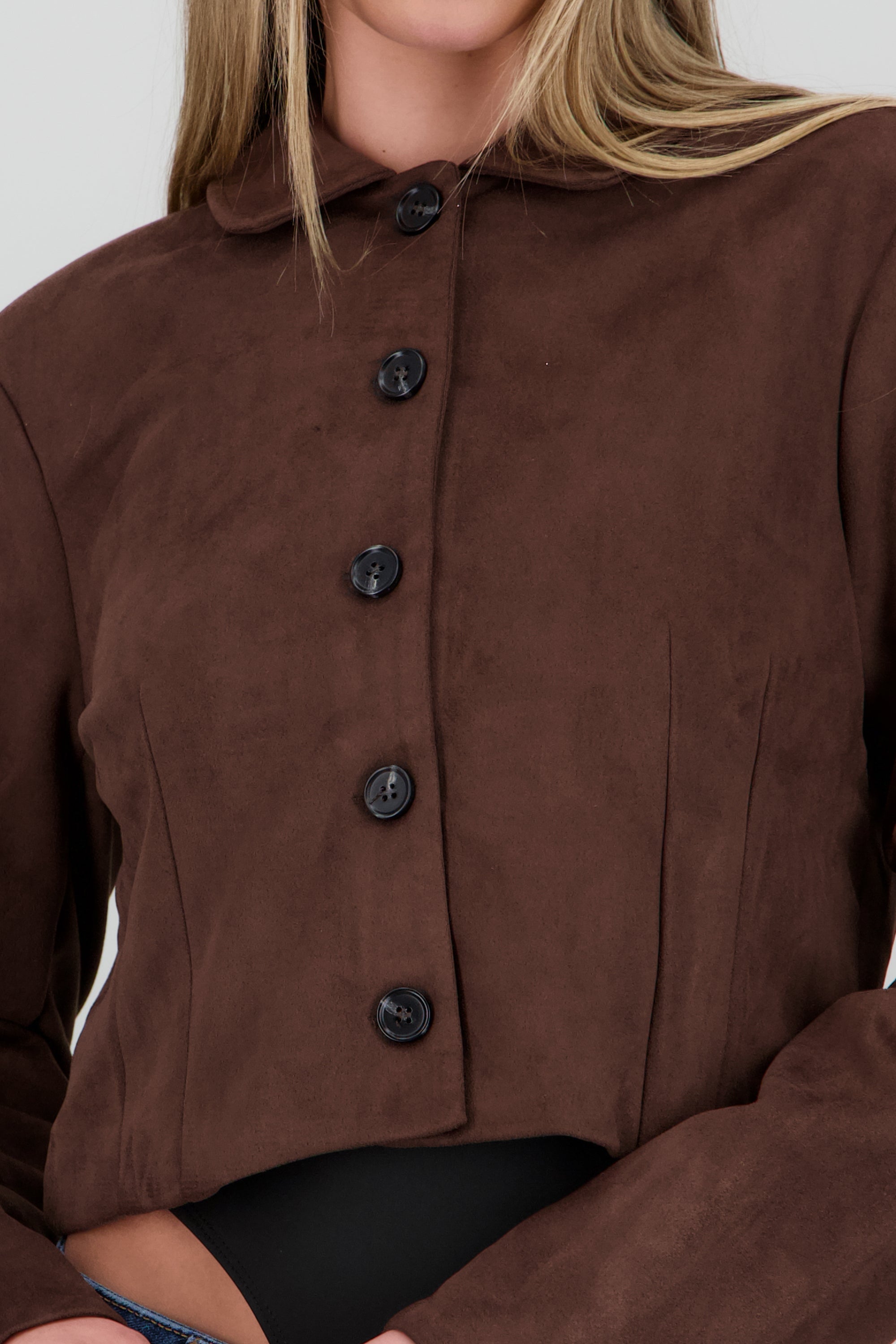 Chamarra suede botones CAFE OBSCURO