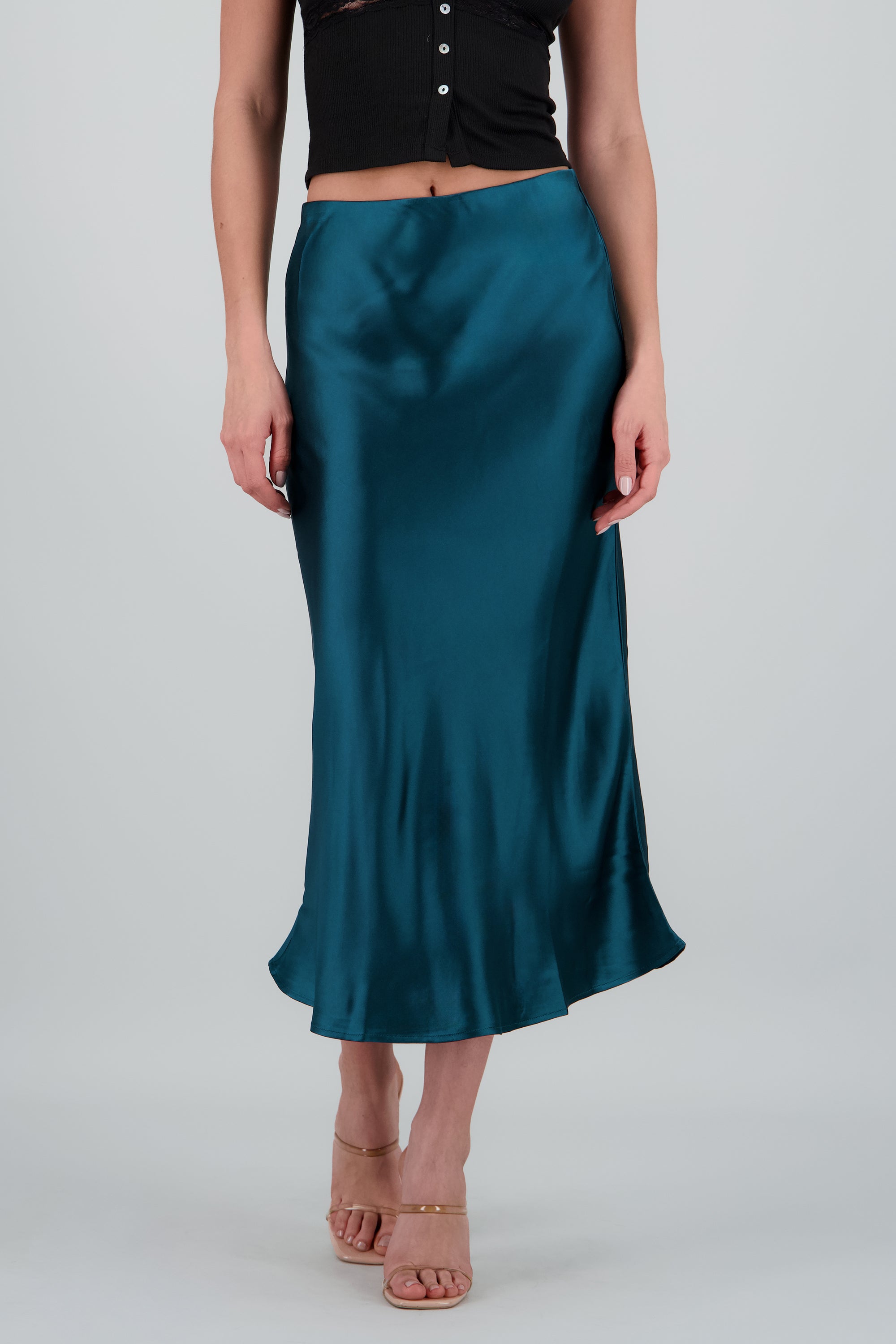 Falda satin maxi lisa AZUL PATO