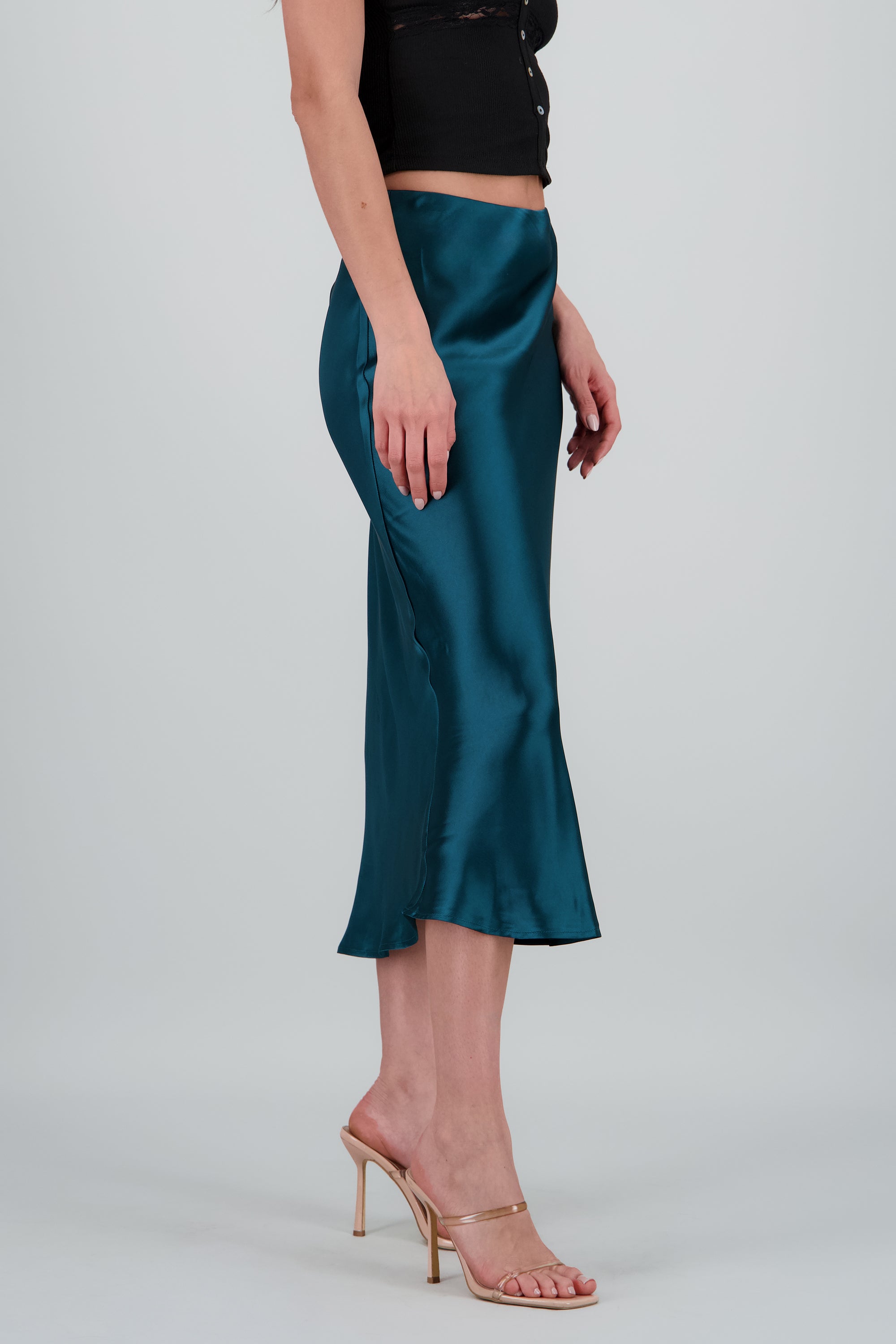 Falda satin maxi lisa AZUL PATO