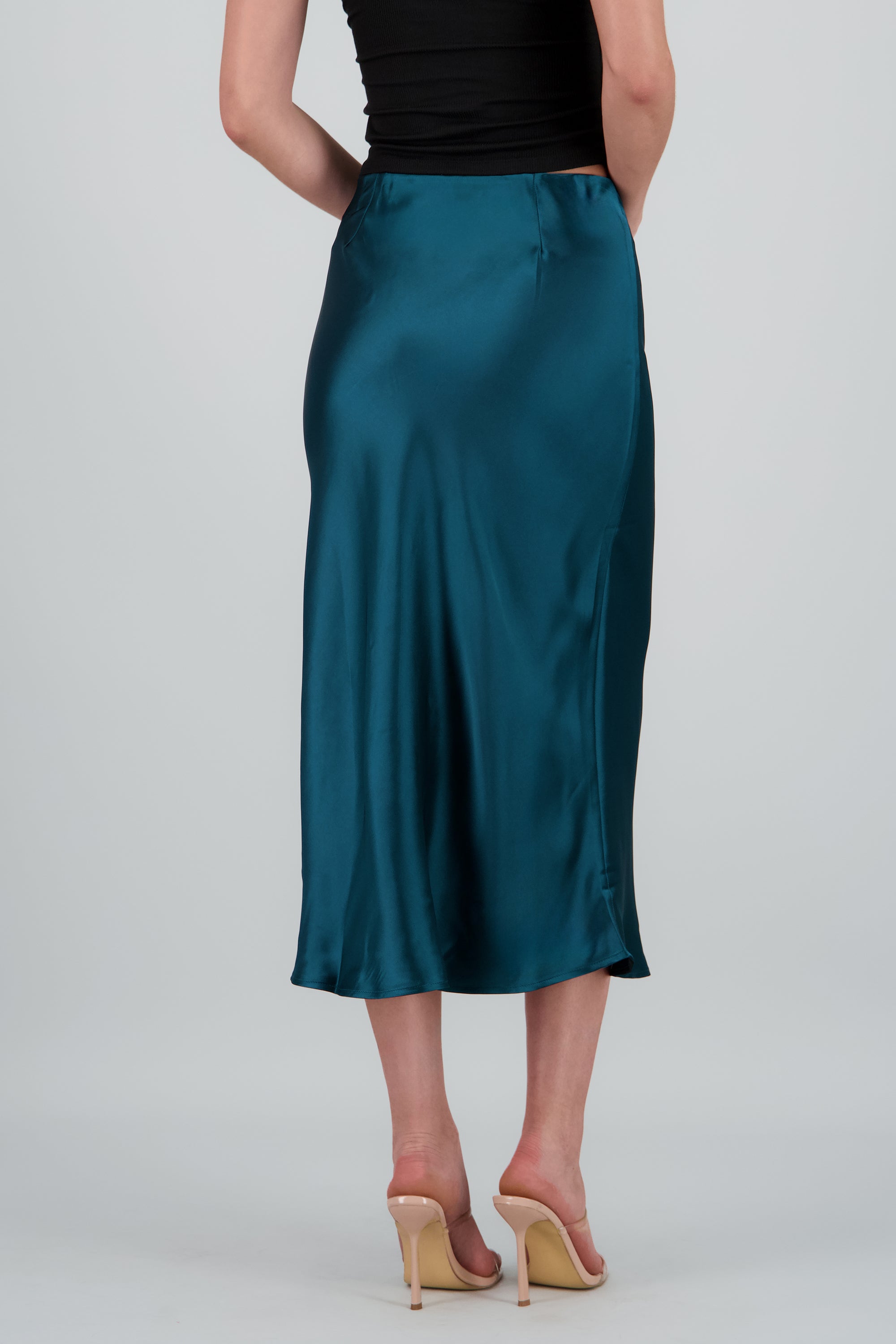 Falda satin maxi lisa AZUL PATO