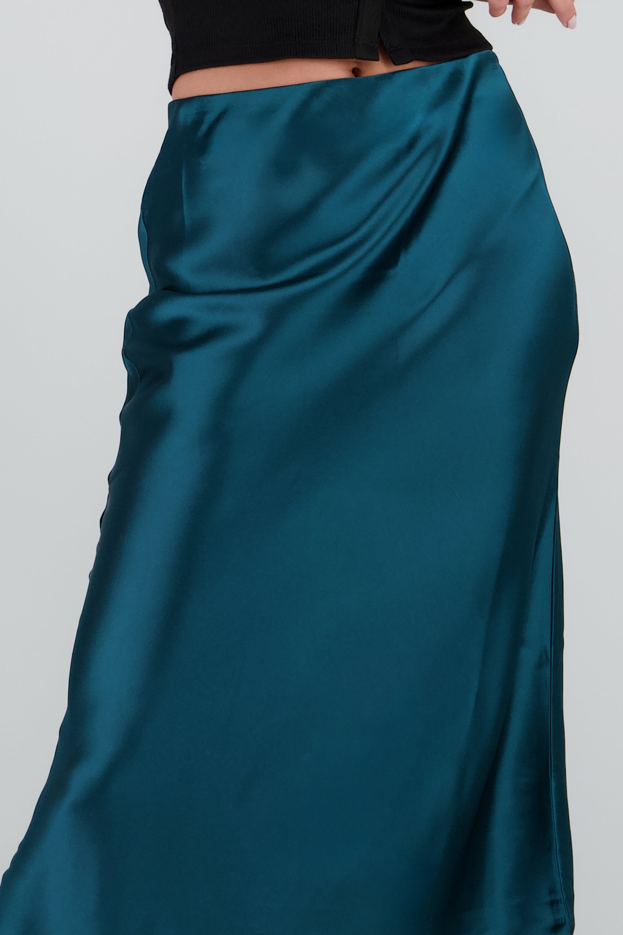 Falda satin maxi lisa AZUL PATO