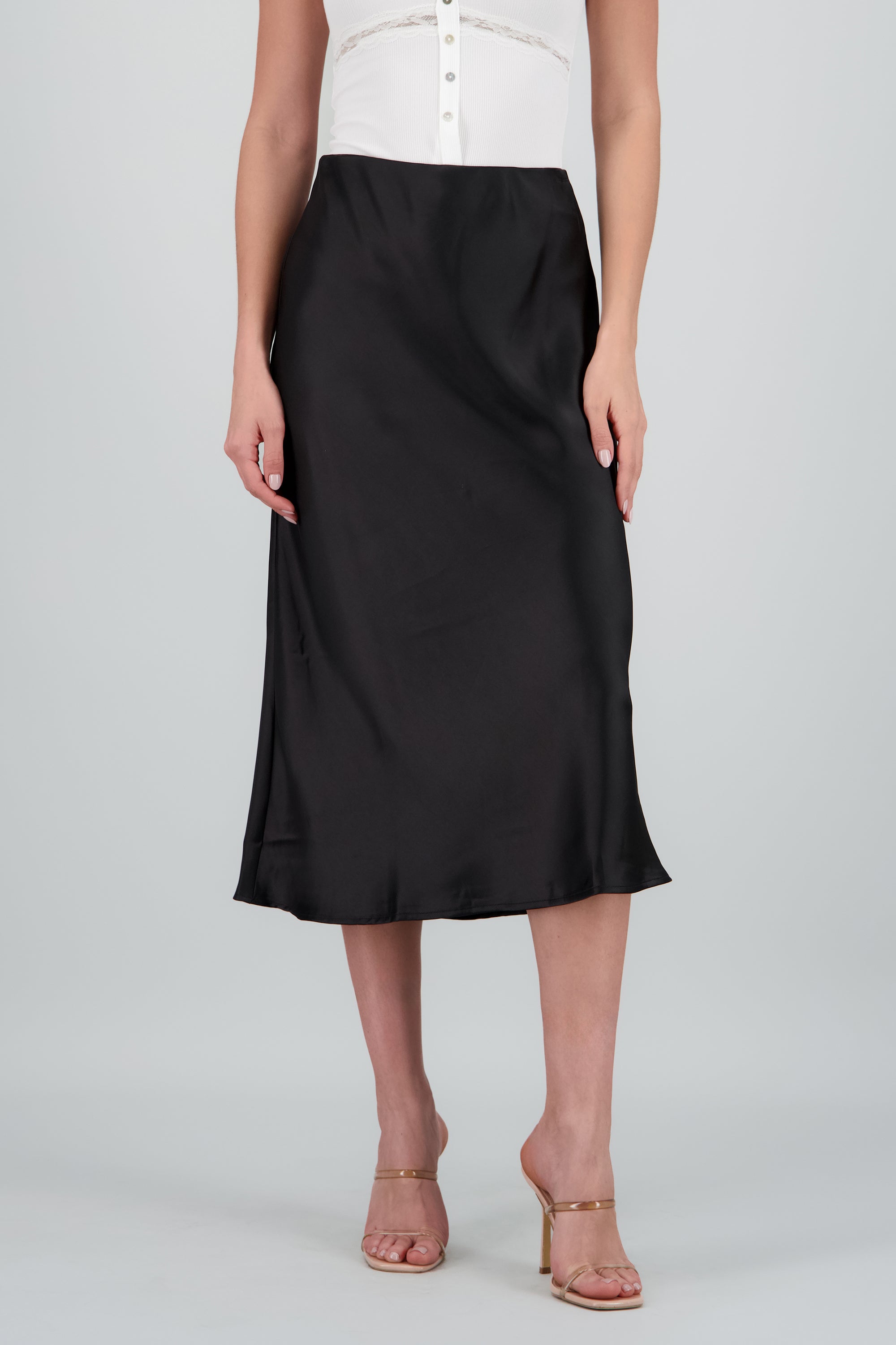 Falda satin maxi lisa NEGRO